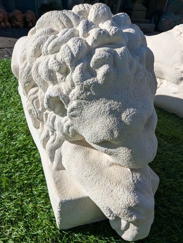 photo buy Vintage Style Lime Stone Chatsworth Canova Lions Delivery Available 0136.
