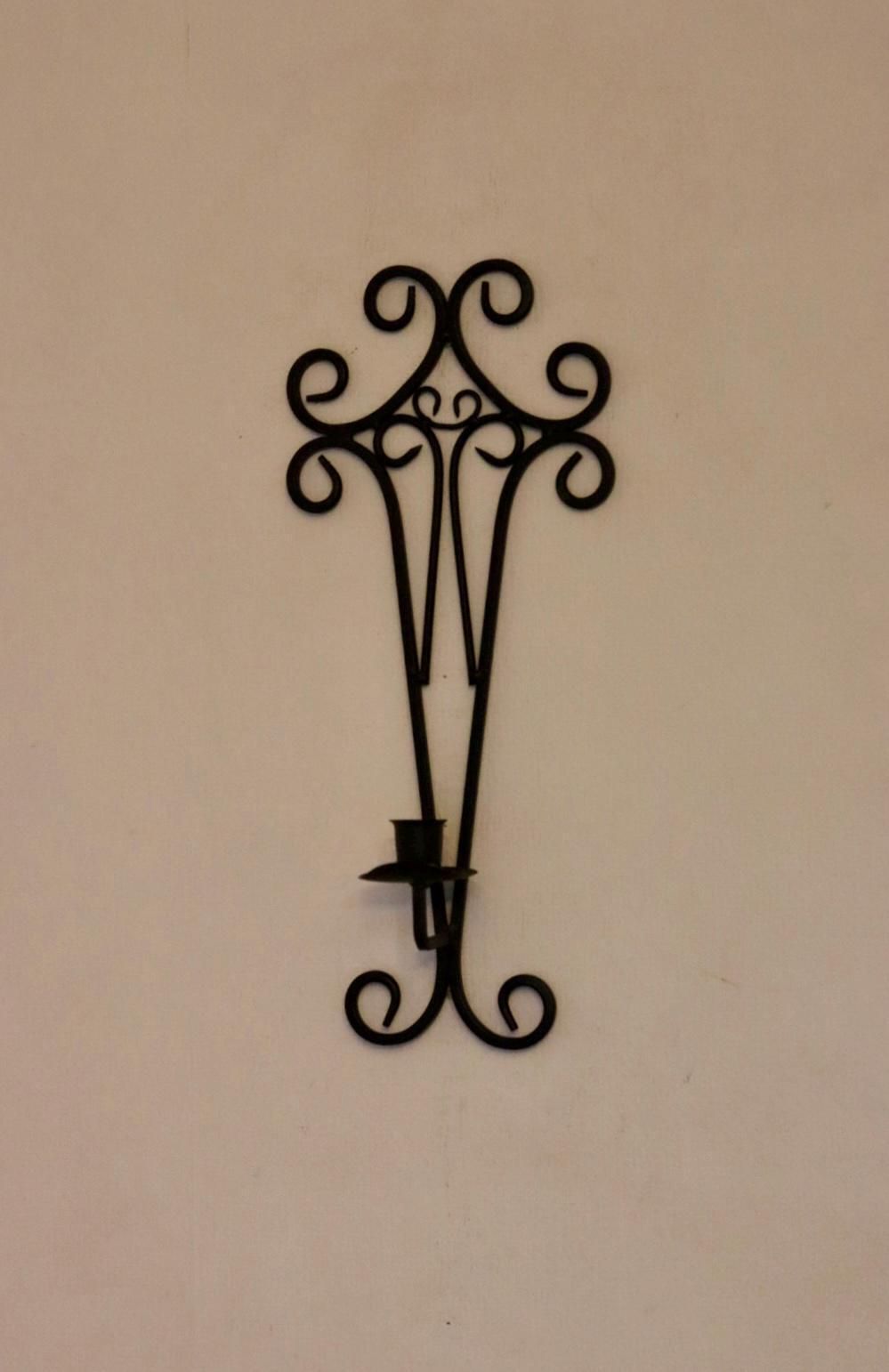 Pair Of Vintage Black Metal Sconces photo for sale