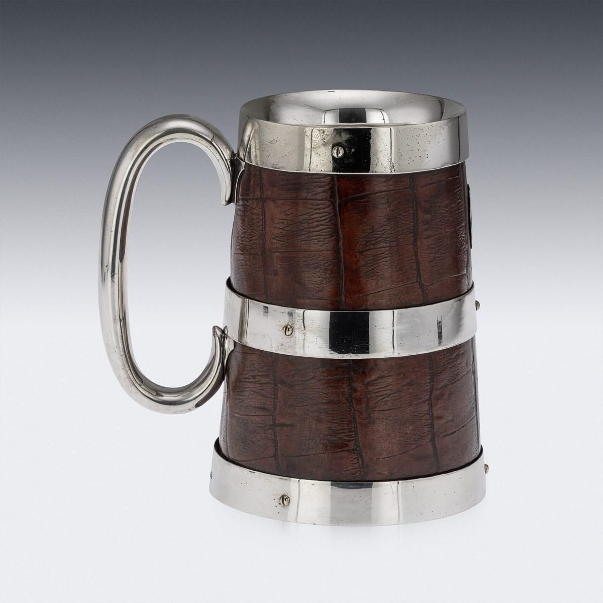 Antique Elkington & Co. Flagon, Silver Plate & Crocodile Leather, 1897 photo 812.0