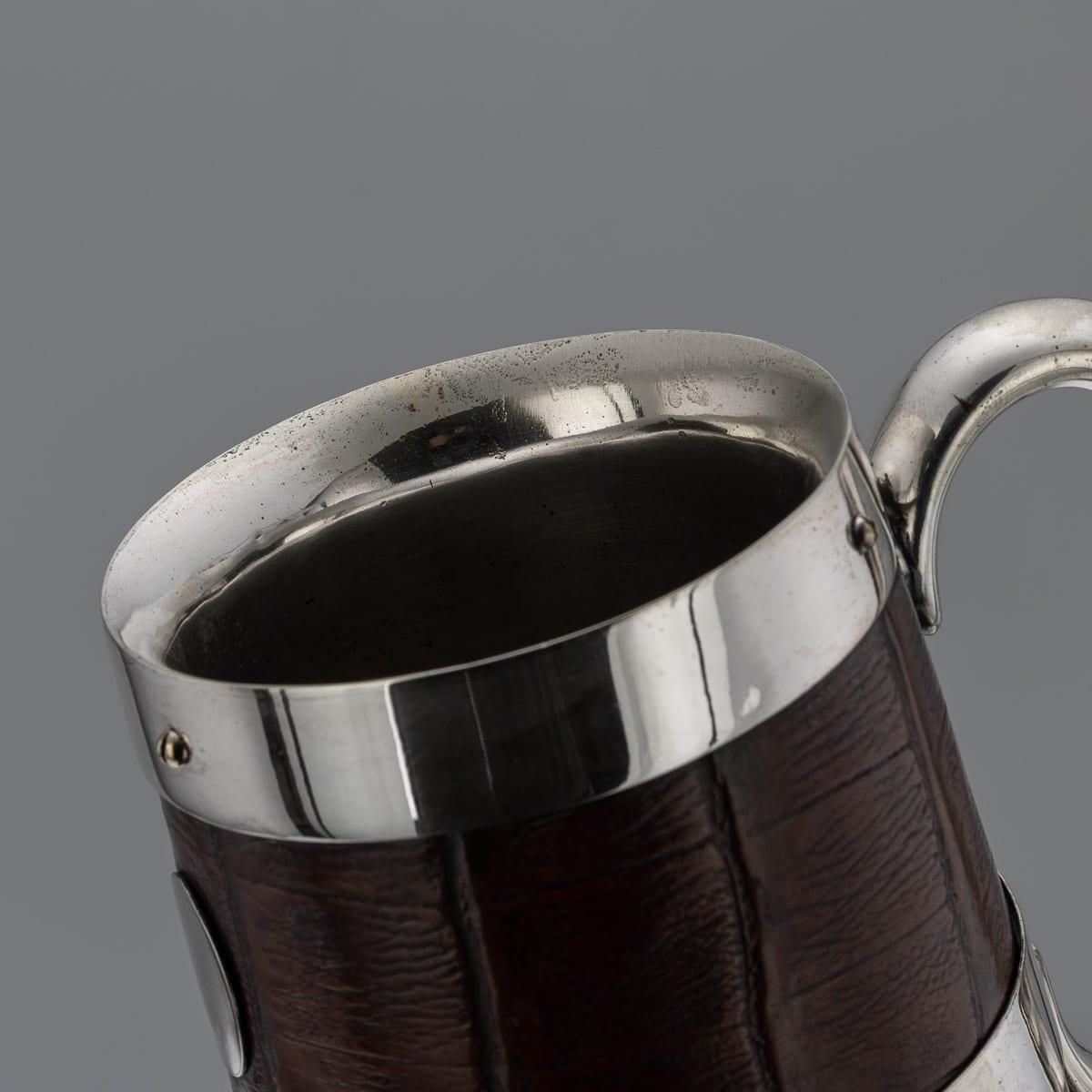 photo for sale Antique Elkington & Co. Flagon, Silver Plate & Crocodile Leather, 1897