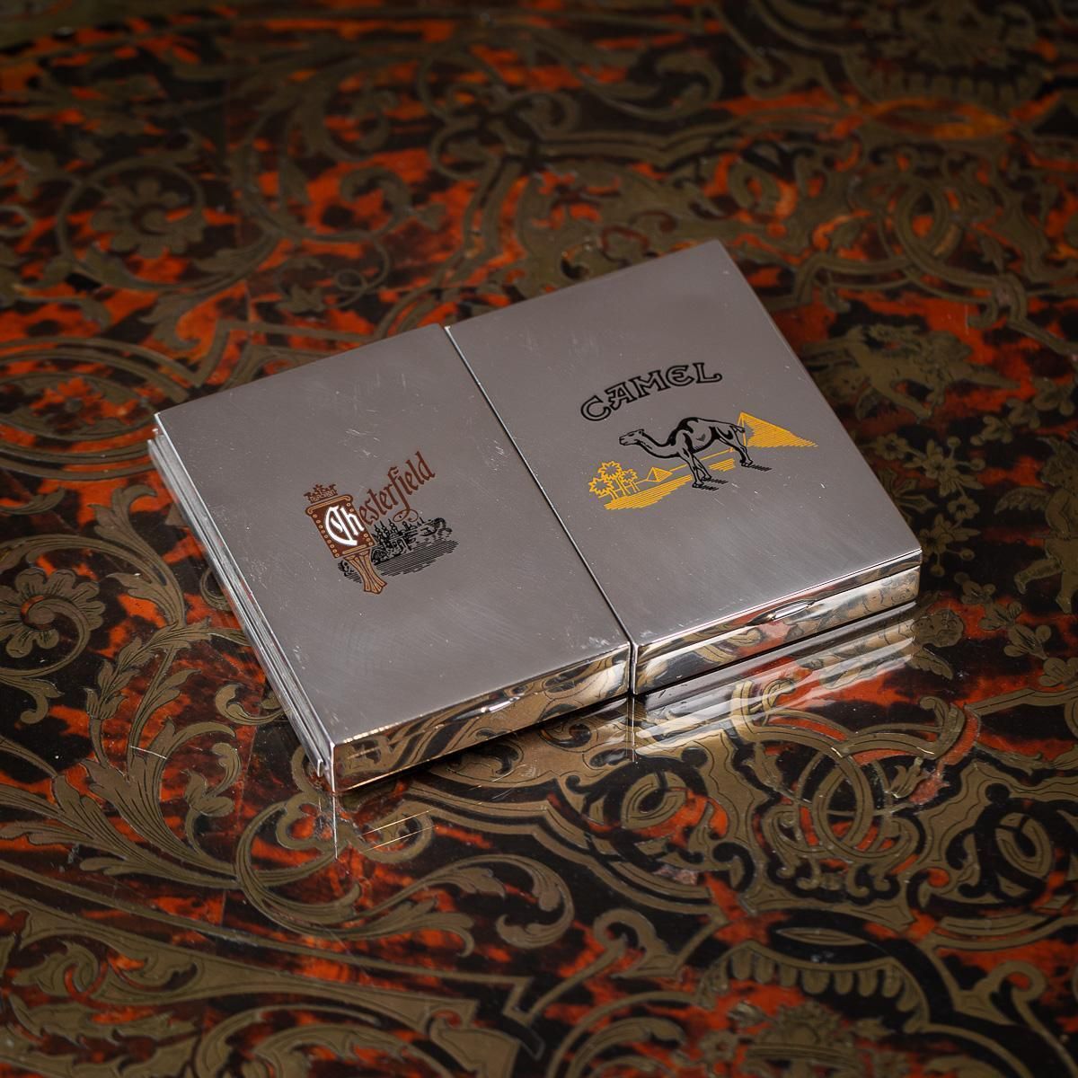 Set Of Four American Solid Silver & Enamel Cigarette Boxes By Cartier photo Home Decor