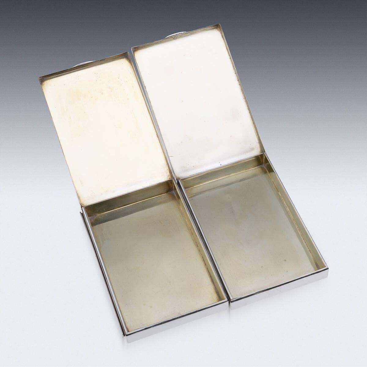 Set Of Four American Solid Silver & Enamel Cigarette Boxes By Cartier photo buy