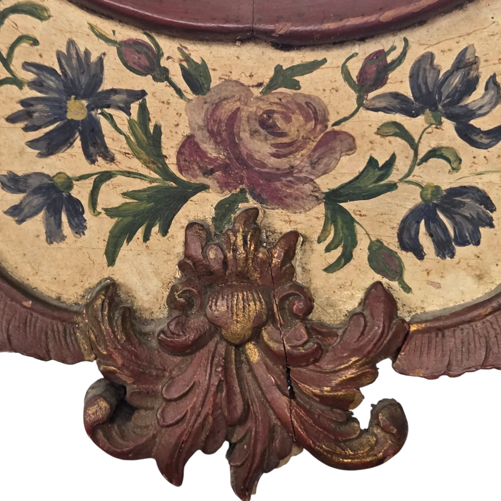 Hand Painted Carved Wood Mirror With Bevelled Glass, Circa 1940 photo buy