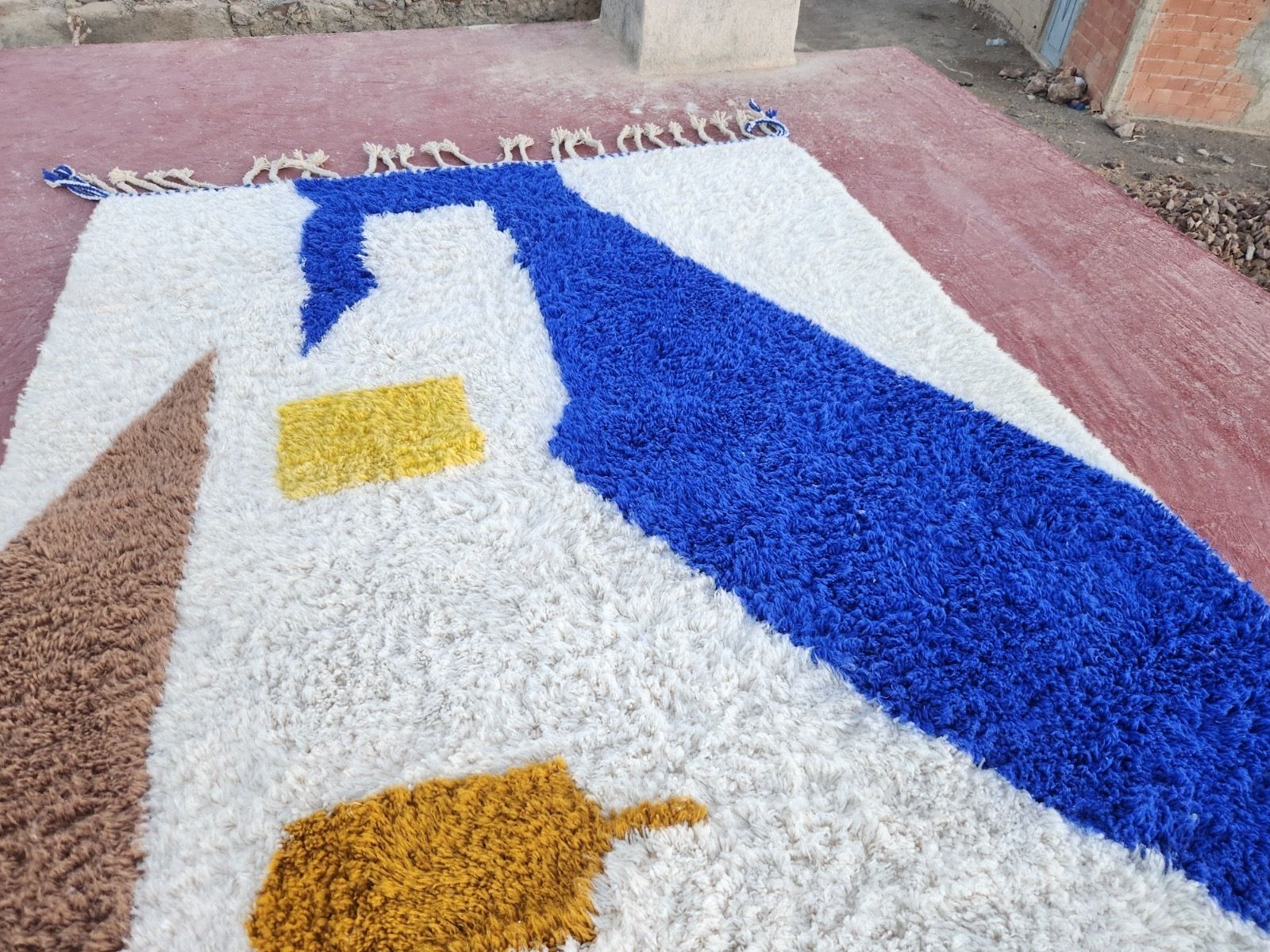 photo furniture Large Abstract Contemporary Beni Ourain Rug   Hand Knotted Moroccan Wool   300x200cm