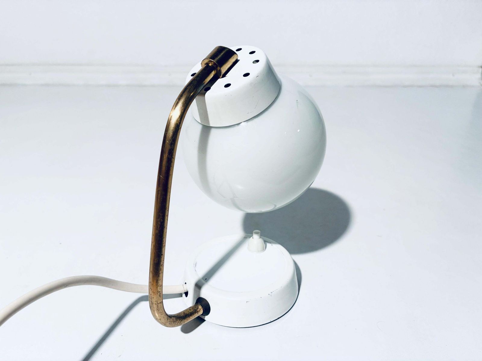 Mid Century White Table Bulb Lamp Glass / Elegant 1950s Vintage Decor photo buy