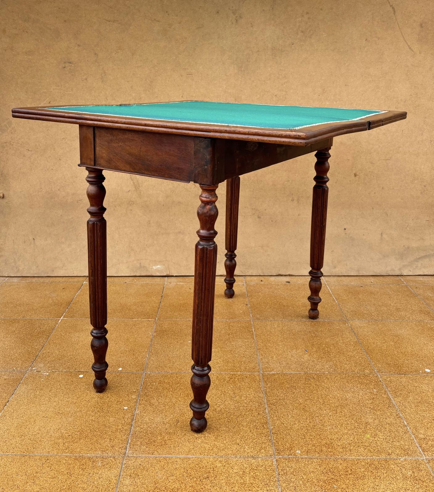 Oak Games Table With Green Felt Top, Early 20th Century photo 1250.0
