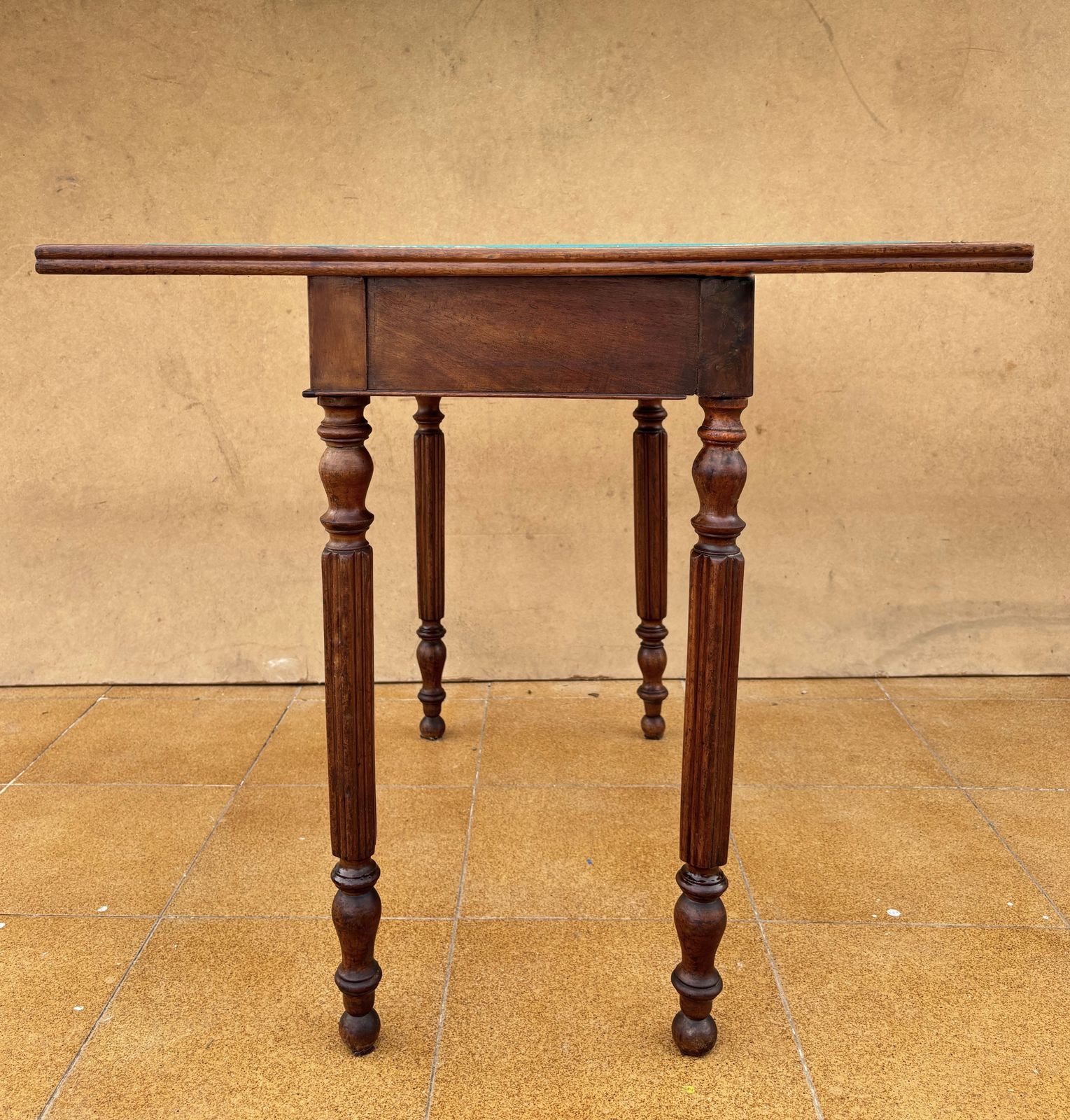 Furniture Oak Games Table With Green Felt Top, Early 20th Century photo