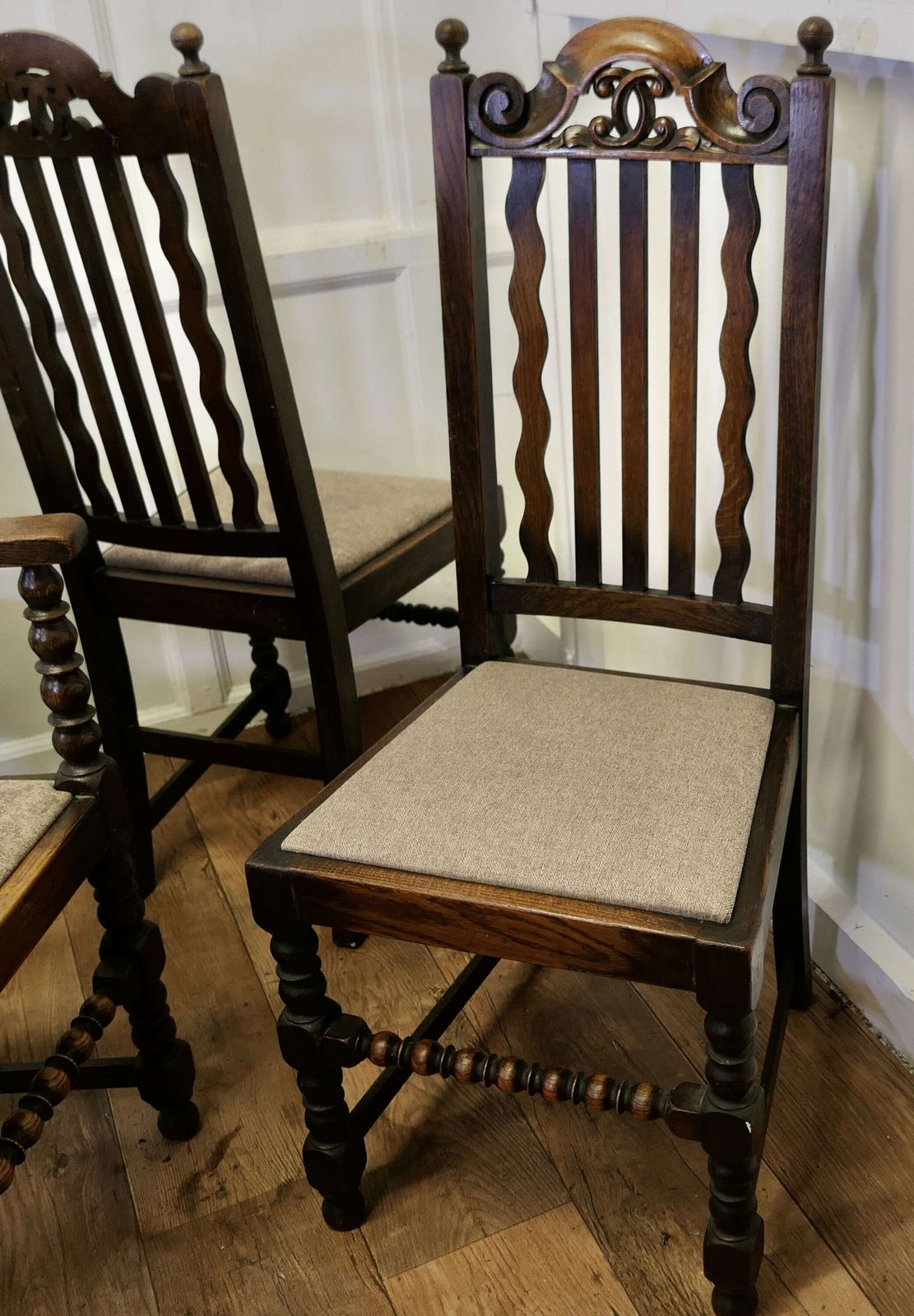 Set Of 6 19th Century Country House Oak Dining Chairs photo 1800.0