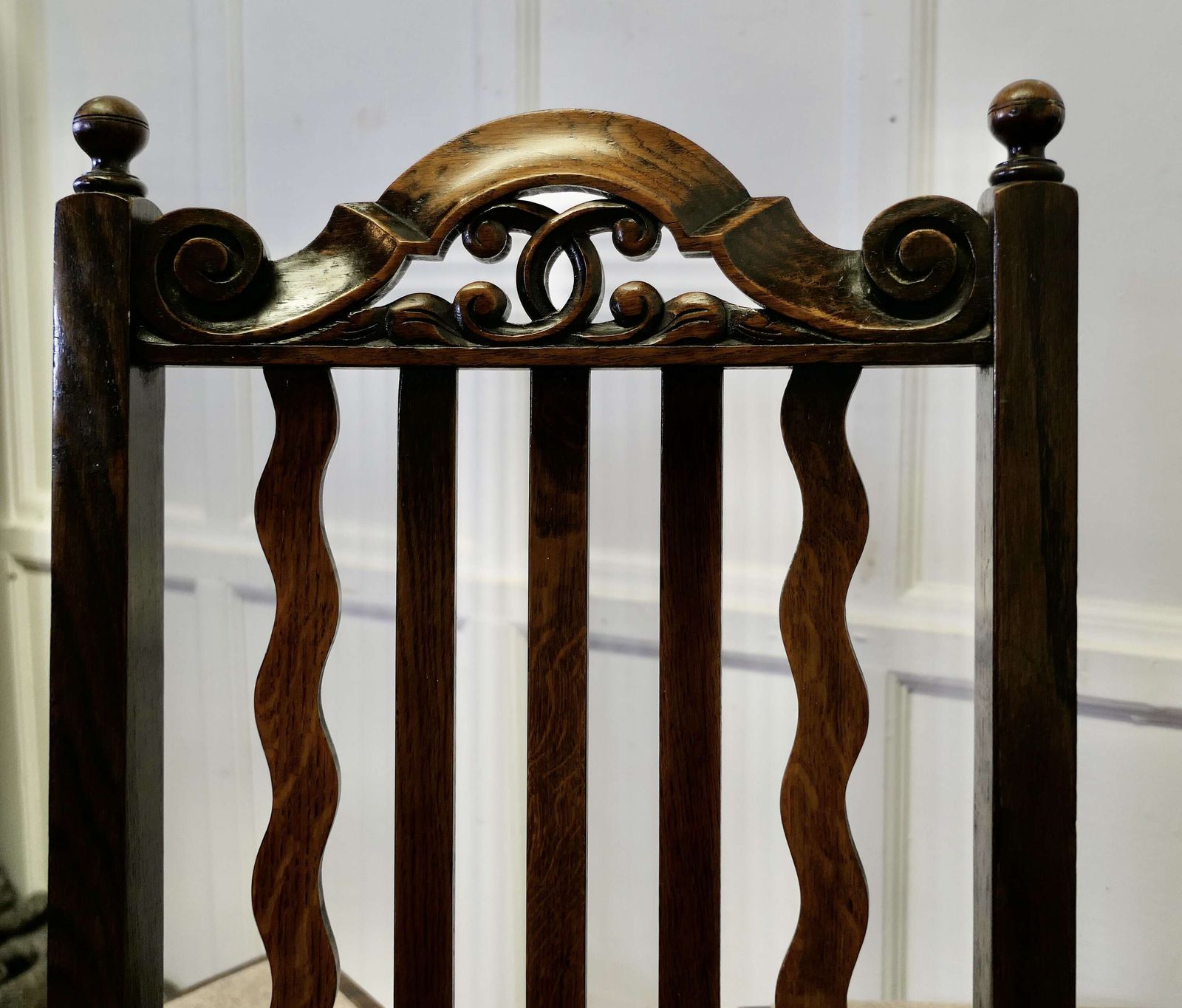 Set Of 6 19th Century Country House Oak Dining Chairs photo vinterior