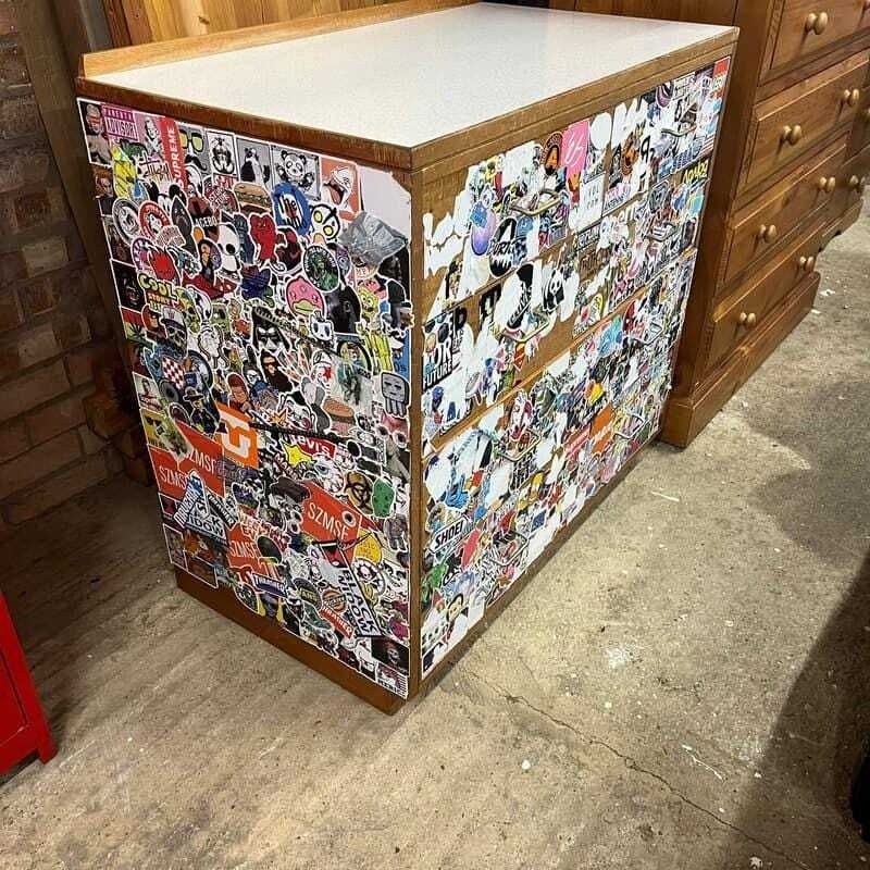 Vintage 1960's Army Issue Chest Of 2 Over 3 Drawers Formica Top Metal Handles photo furniture
