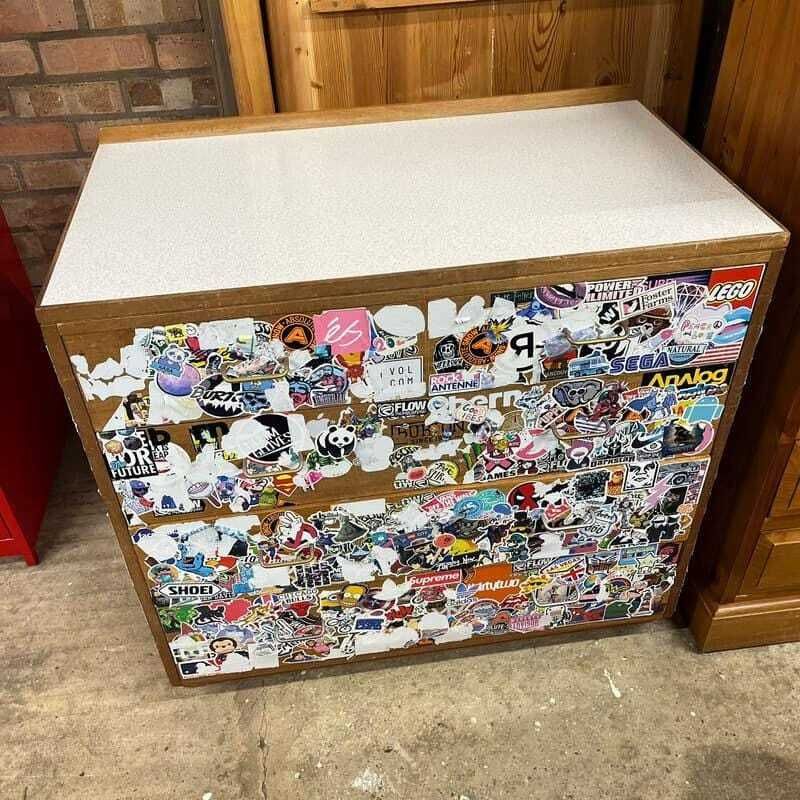 Vintage 1960's Army Issue Chest Of 2 Over 3 Drawers Formica Top Metal Handles photo for sale