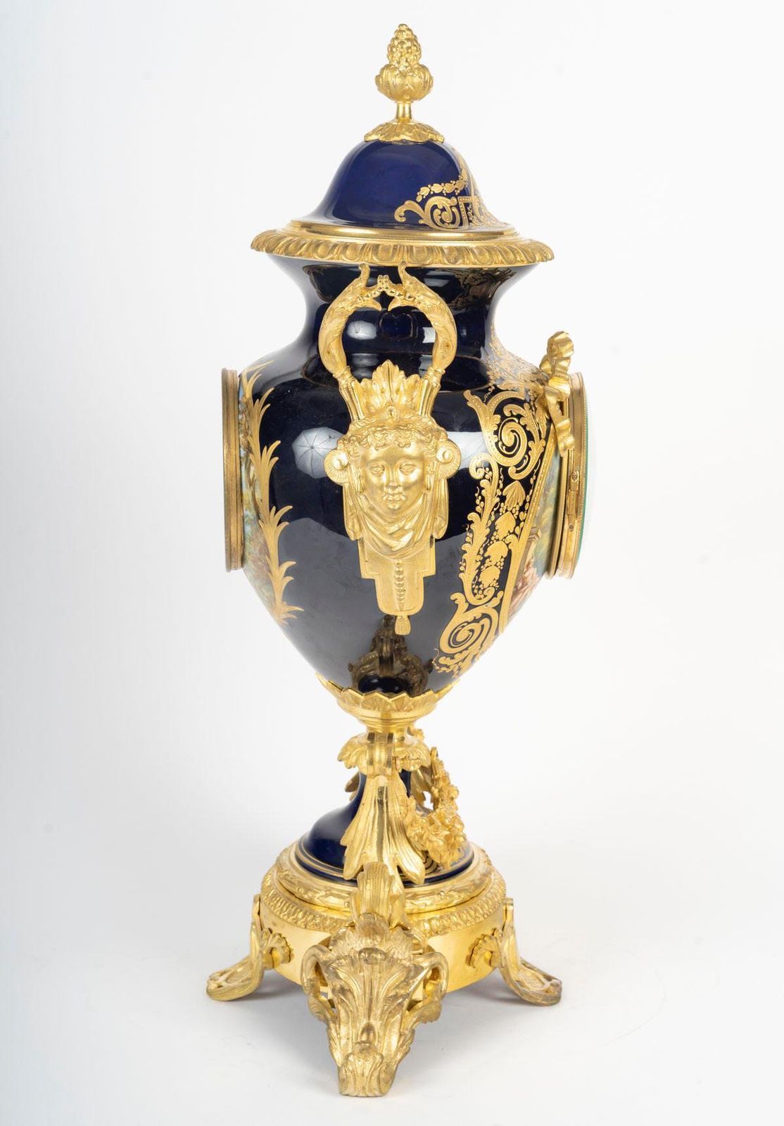 8605.0 Gilt Bronze And Sèvres Porcelain Mantel Clock Set, 19th Century, Napoleon III Period photo