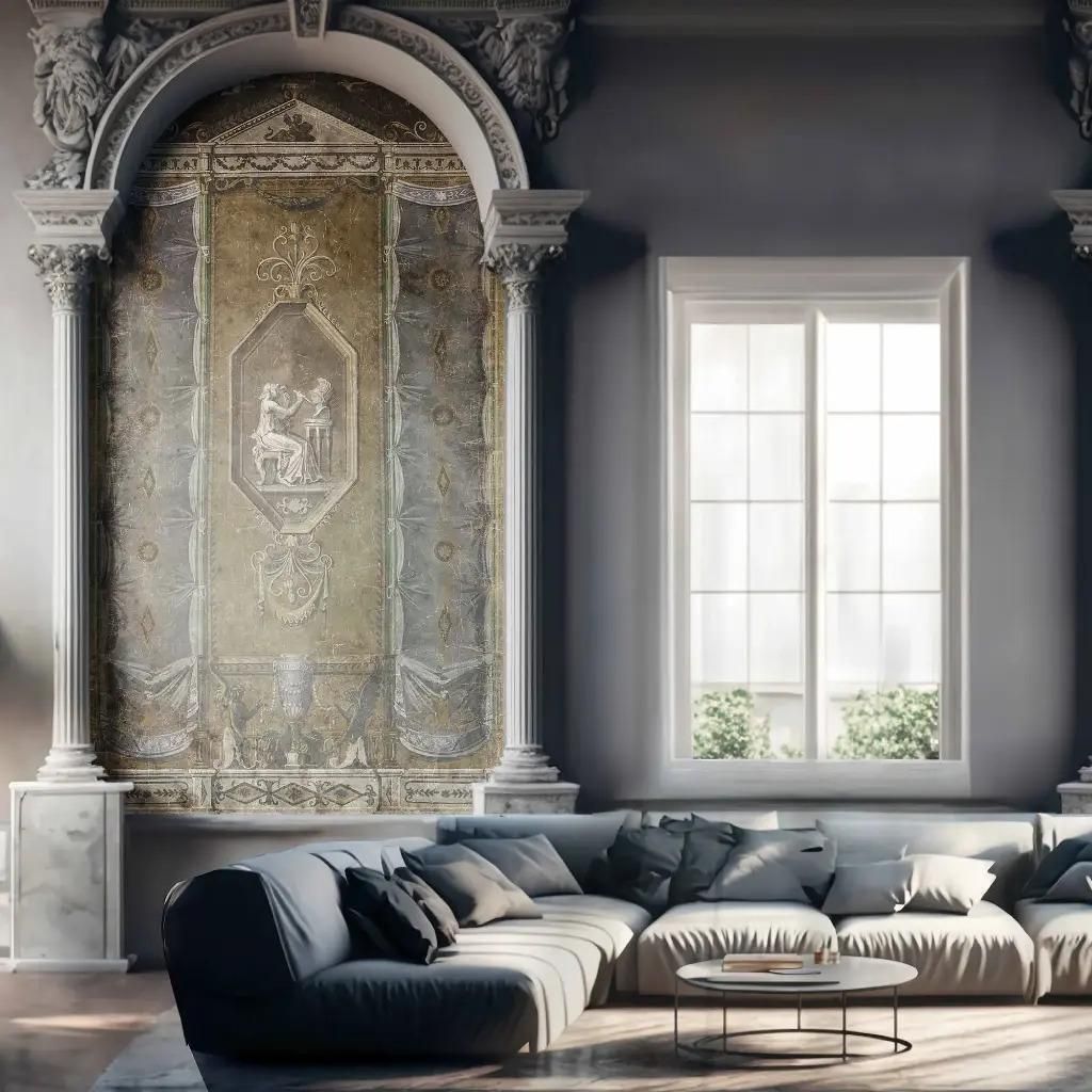 Panoramic Decorative Wall Panel In Vintage Style Paper, No. 1 photo furniture