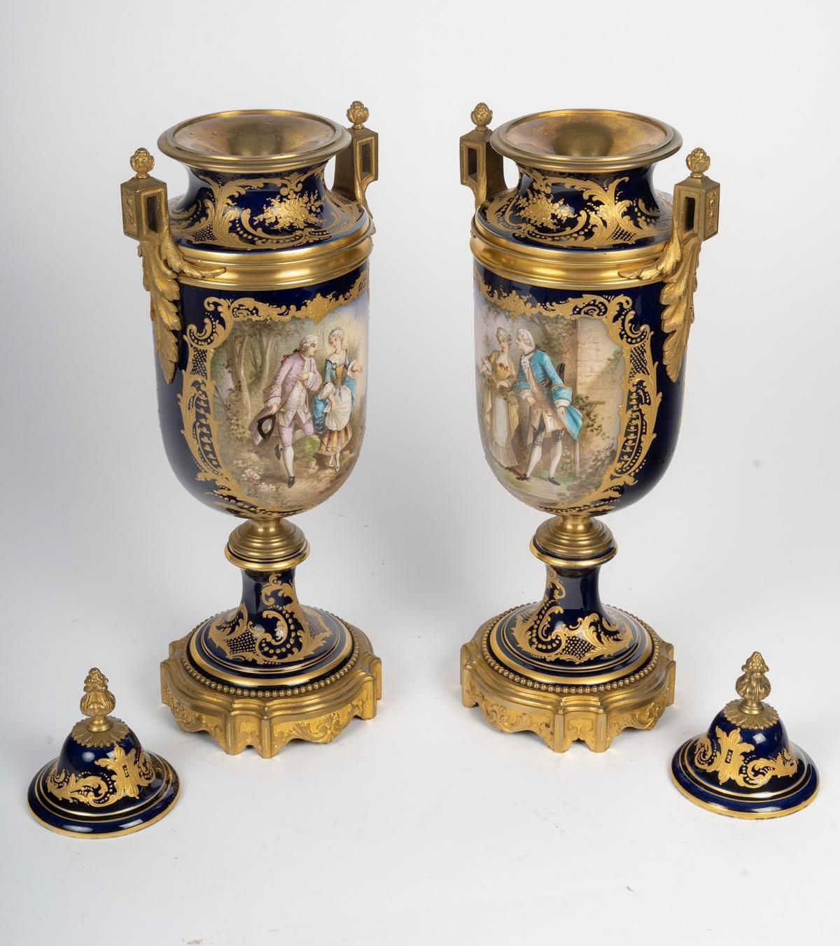 Pair Of Vases, Enameled And Gilt Porcelain, Gilt Bronze, The 19th Century. photo 4853.0