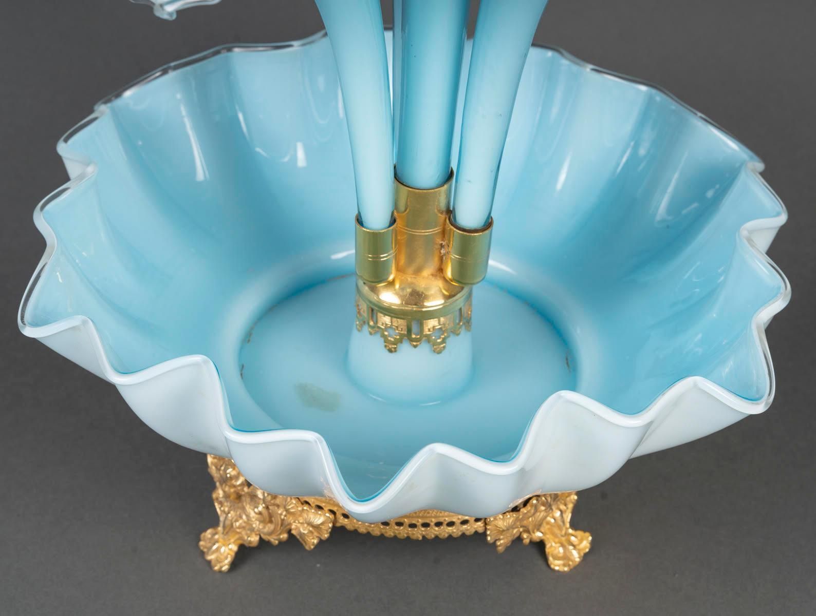 Soliflore, Bowl, Blue Opaline And Gilt Bronze, Napoleon III Period, 19th Century photo furniture