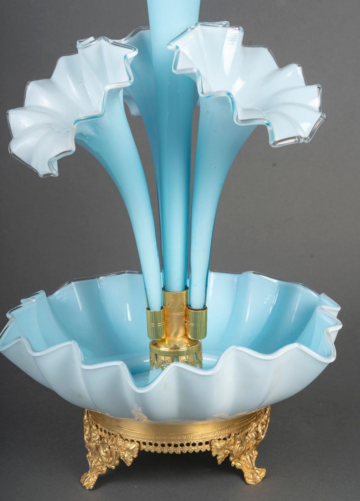 Soliflore, Bowl, Blue Opaline And Gilt Bronze, Napoleon III Period, 19th Century photo 3530.0