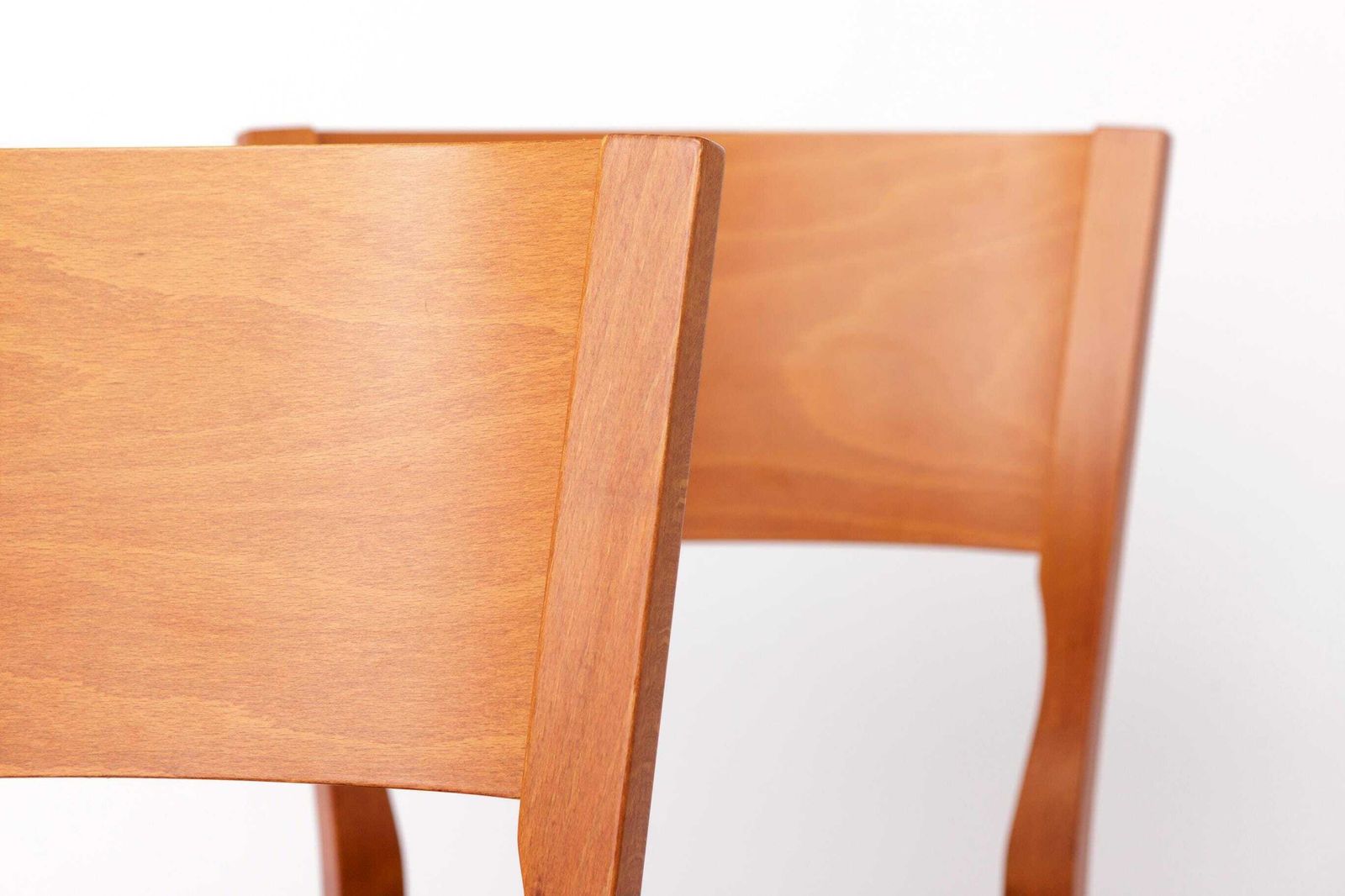 Set Of 4 Italian Chairs By Dal1923, 1980s, Elm Wood, Black Faux Leather photo Furniture