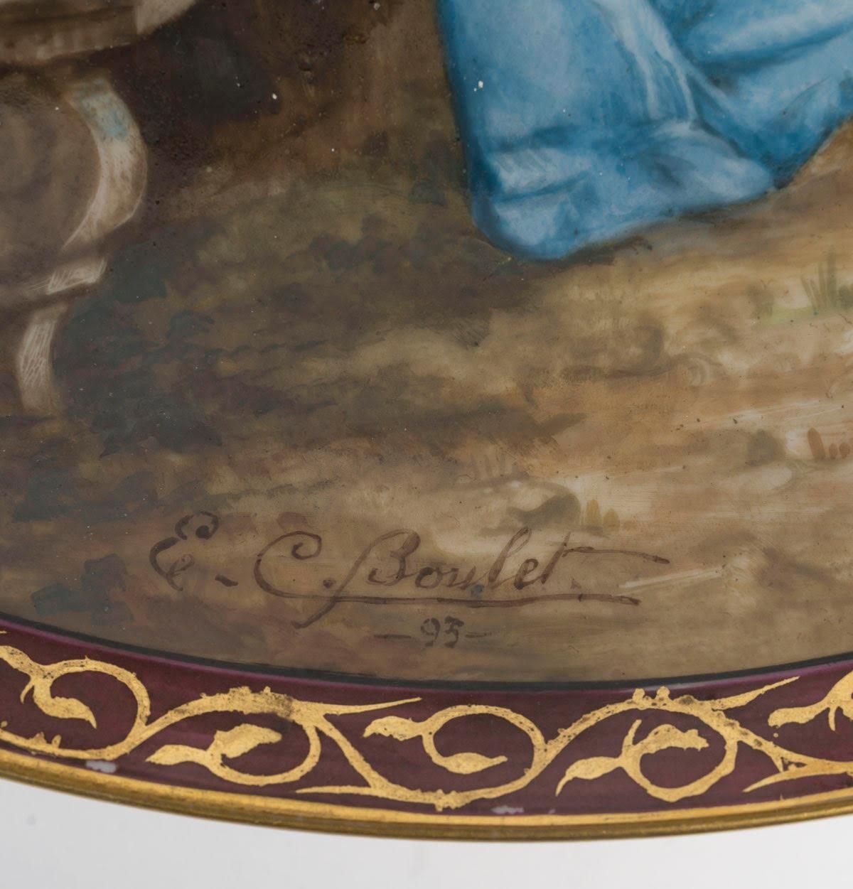 Art Pair Of Large Decorative Dishes In Limoges Porcelain, 19th Century. photo