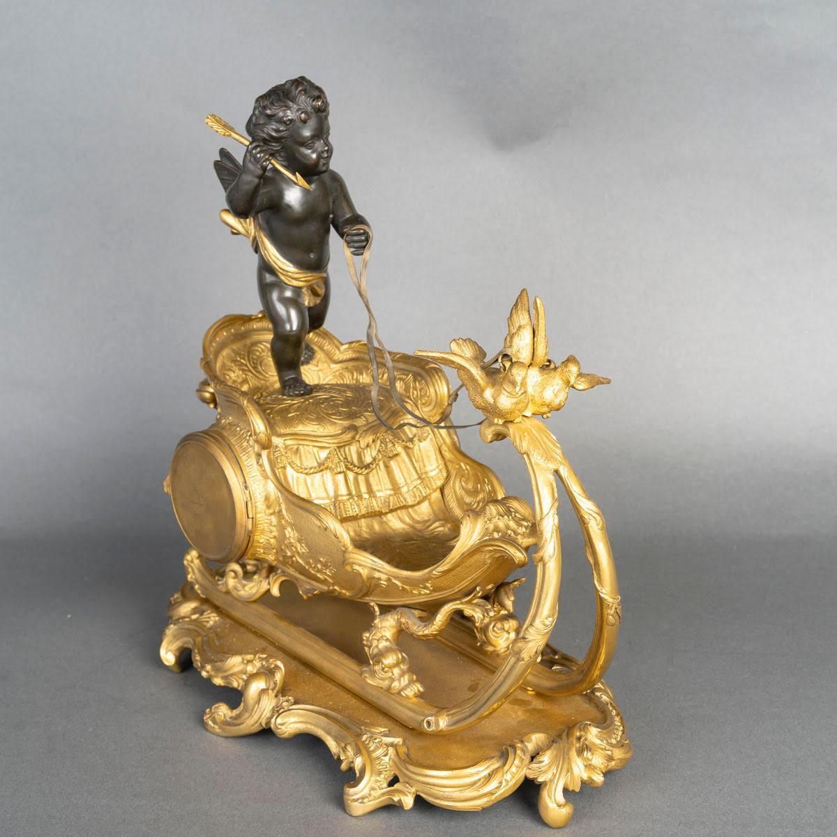 Gilt Bronze Clock, Napoleon III Period, 19th Century. photo Home Decor