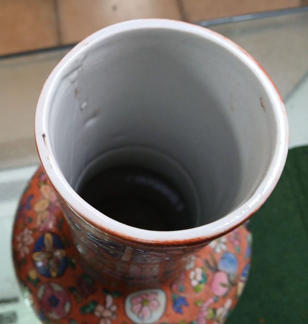 photo furniture Pair Of Large Early C20th  Chinese Hand Painted Porcelain Flask Shaped Vases