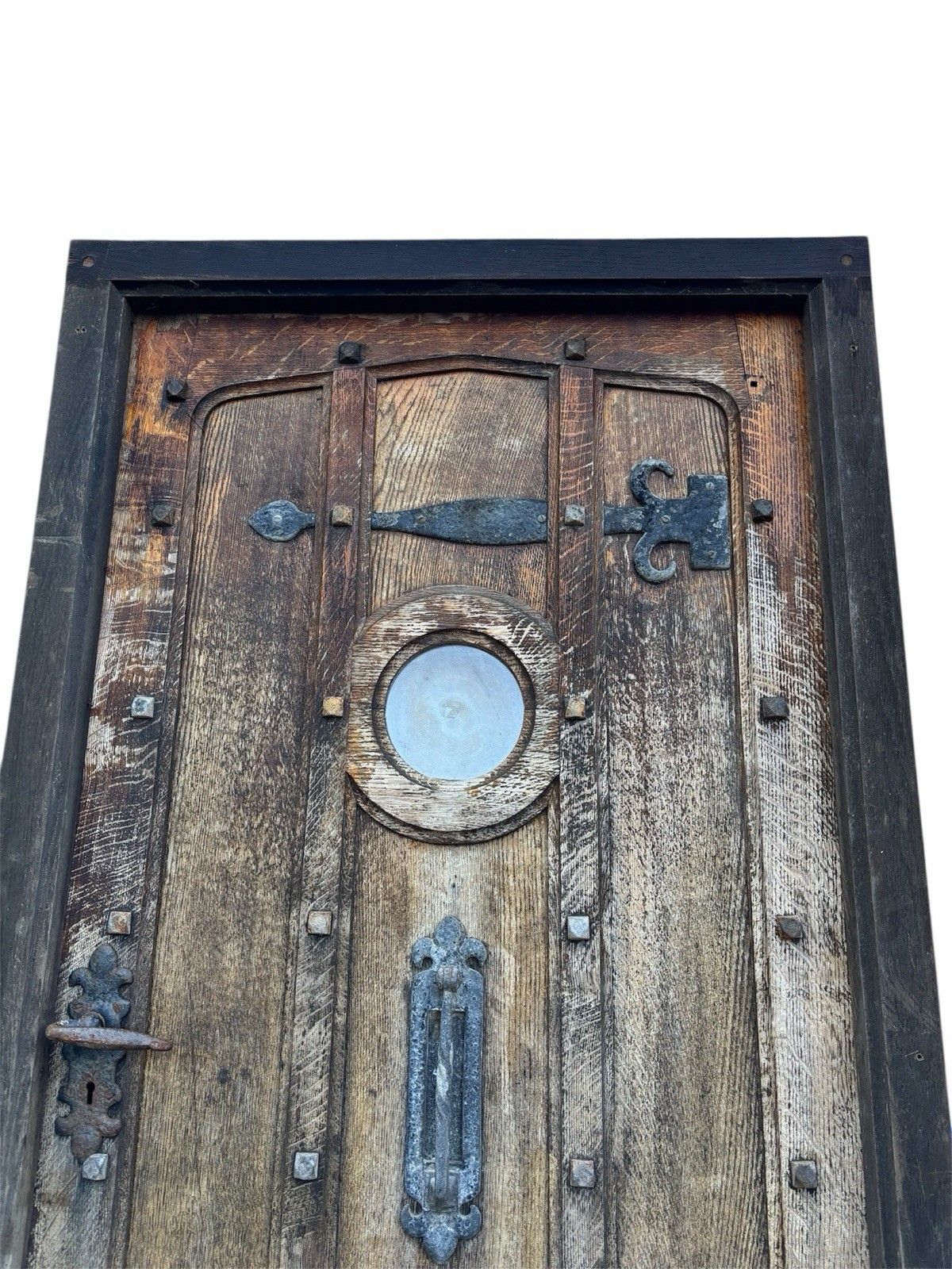 Antique Solid Oak Front Door +Frame Reclaimed Period Heavy Old Rustic Hardwood photo Home Fixtures