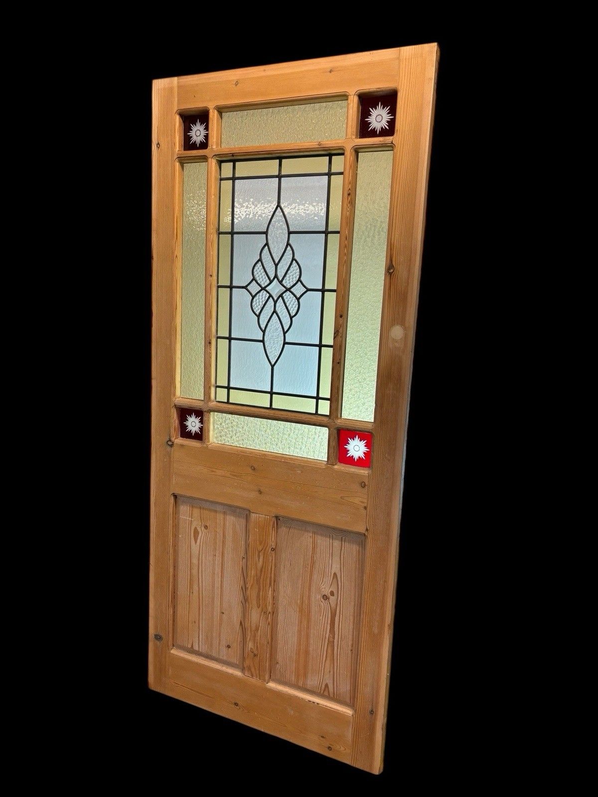 Victorian Stained Glass Front Door Period Reclaimed Old Antique Wooden Refurb photo for sale