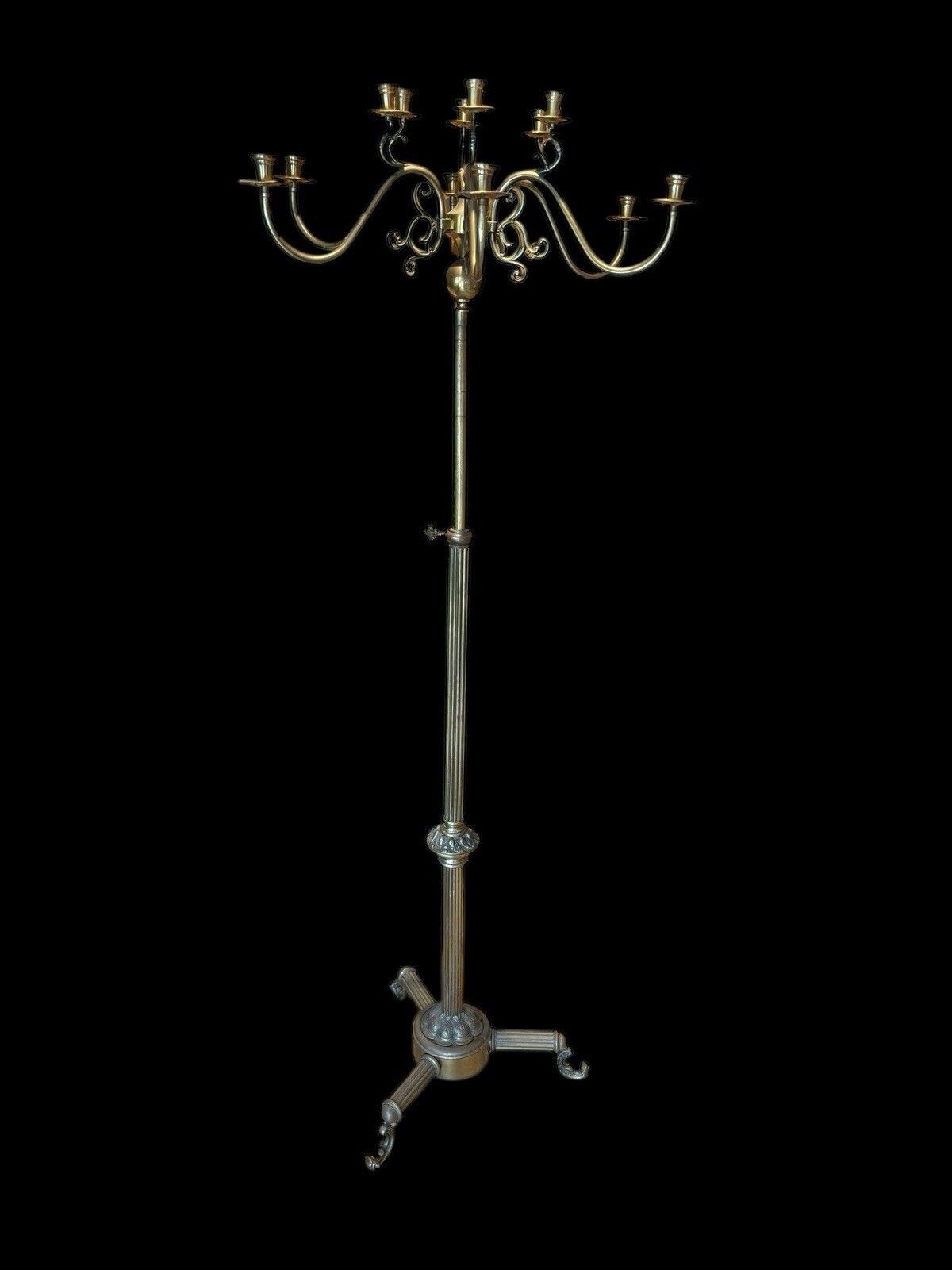 Antique 19th Century Regency Brass Candelabra Rare Old 12 Candle Period Light photo Home Decor