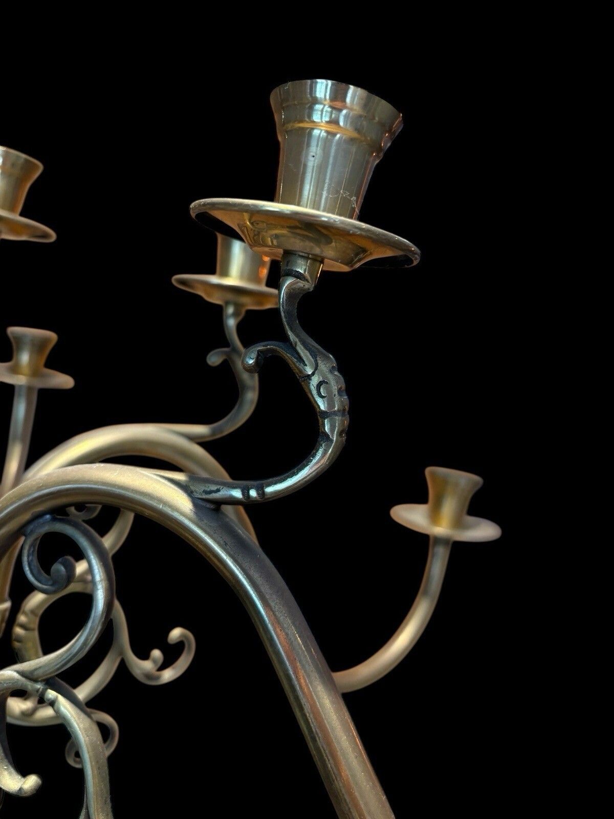 2183.0 Antique 19th Century Regency Brass Candelabra Rare Old 12 Candle Period Light photo