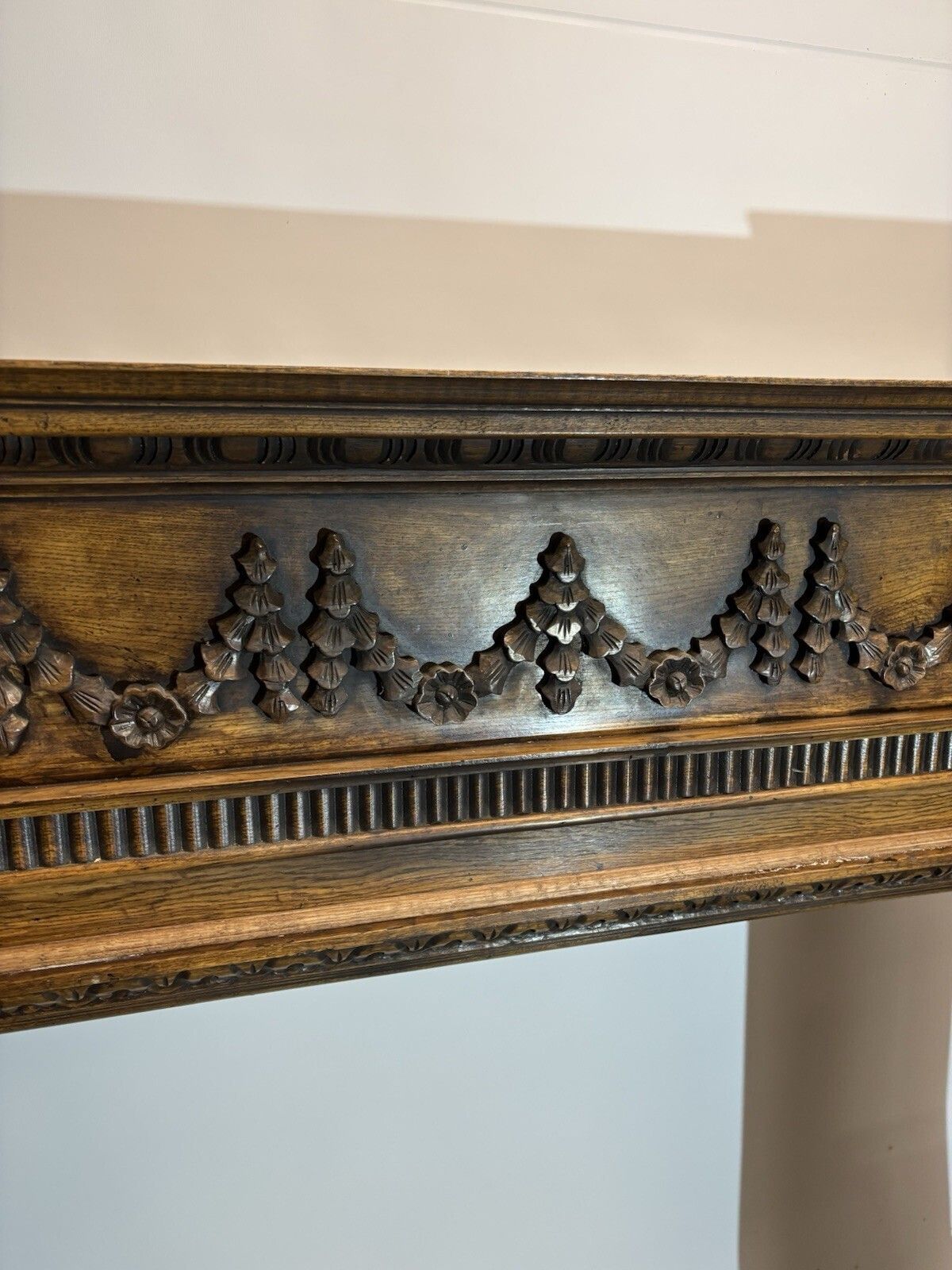 Solid Oak Hand Carved Fireplace Surround Period Reclaimed Old Antique Victorian photo furniture