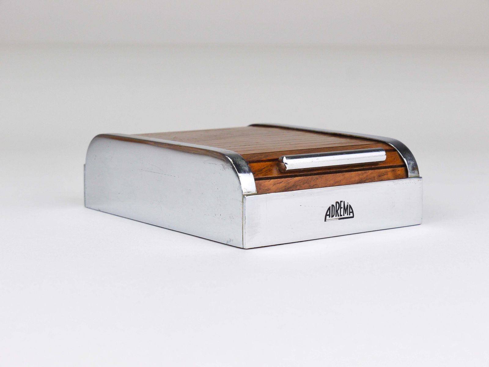 1930s Carl Auböck I Roll Top Storage Box, Cigarette Dispenser, Walnut, Vienna photo for sale