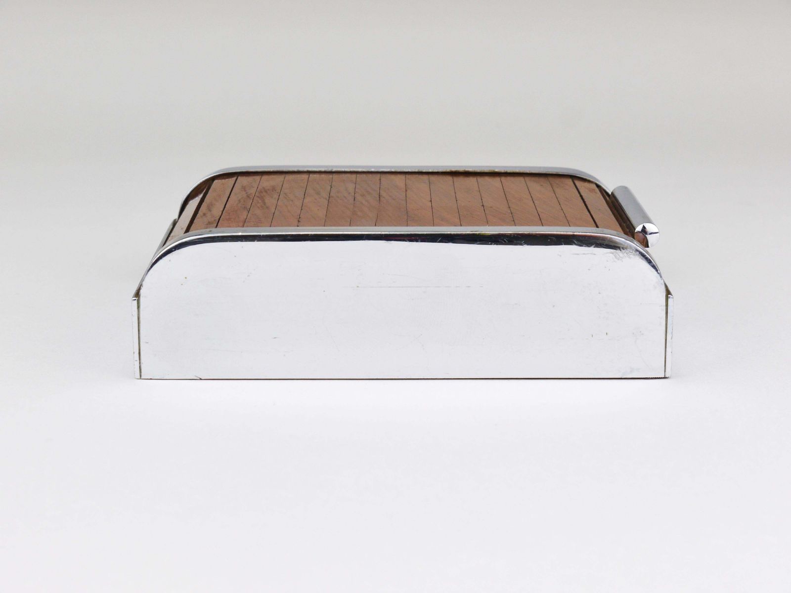 1930s Carl Aubock I Roll Top Storage Box, Cigarette Dispenser, Walnut, Vienna photo Home Decor