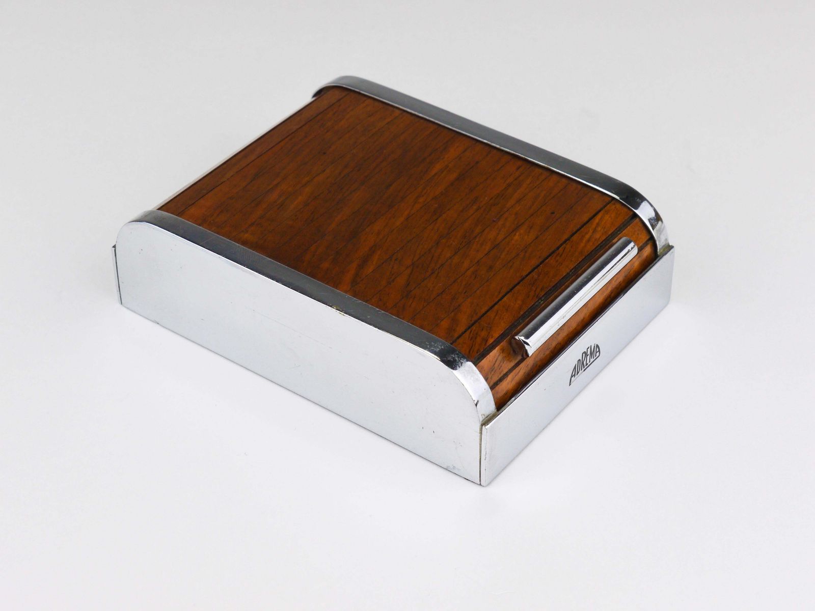 Home Decor 1930s Carl Aubock I Roll Top Storage Box, Cigarette Dispenser, Walnut, Vienna photo
