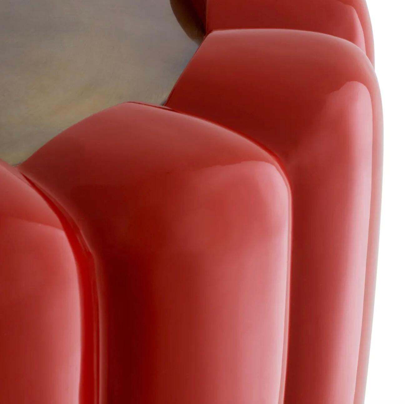 Pair Of Table Lamps In Red Wood With Black Shade, Contemporary Design photo 3088.0