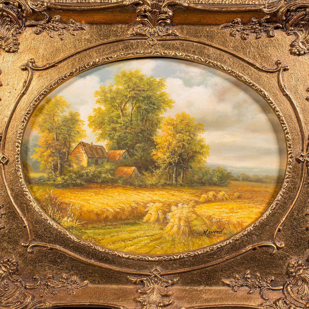 Vintage Landscape Painting, English School, Art, Countryside Picture, Circa 1950 photo Art