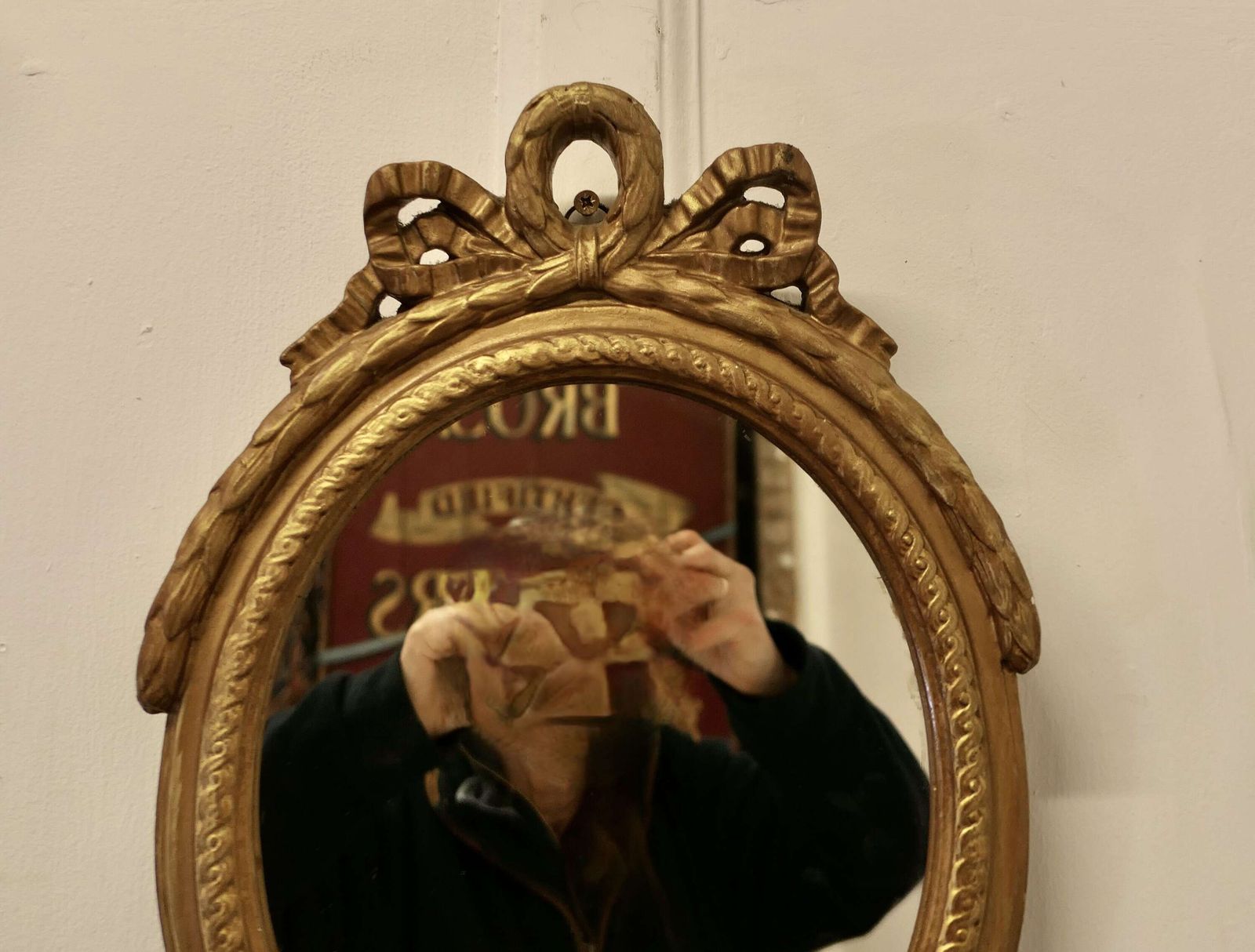 Decorative Gilt Oval Mirror photo Home Decor