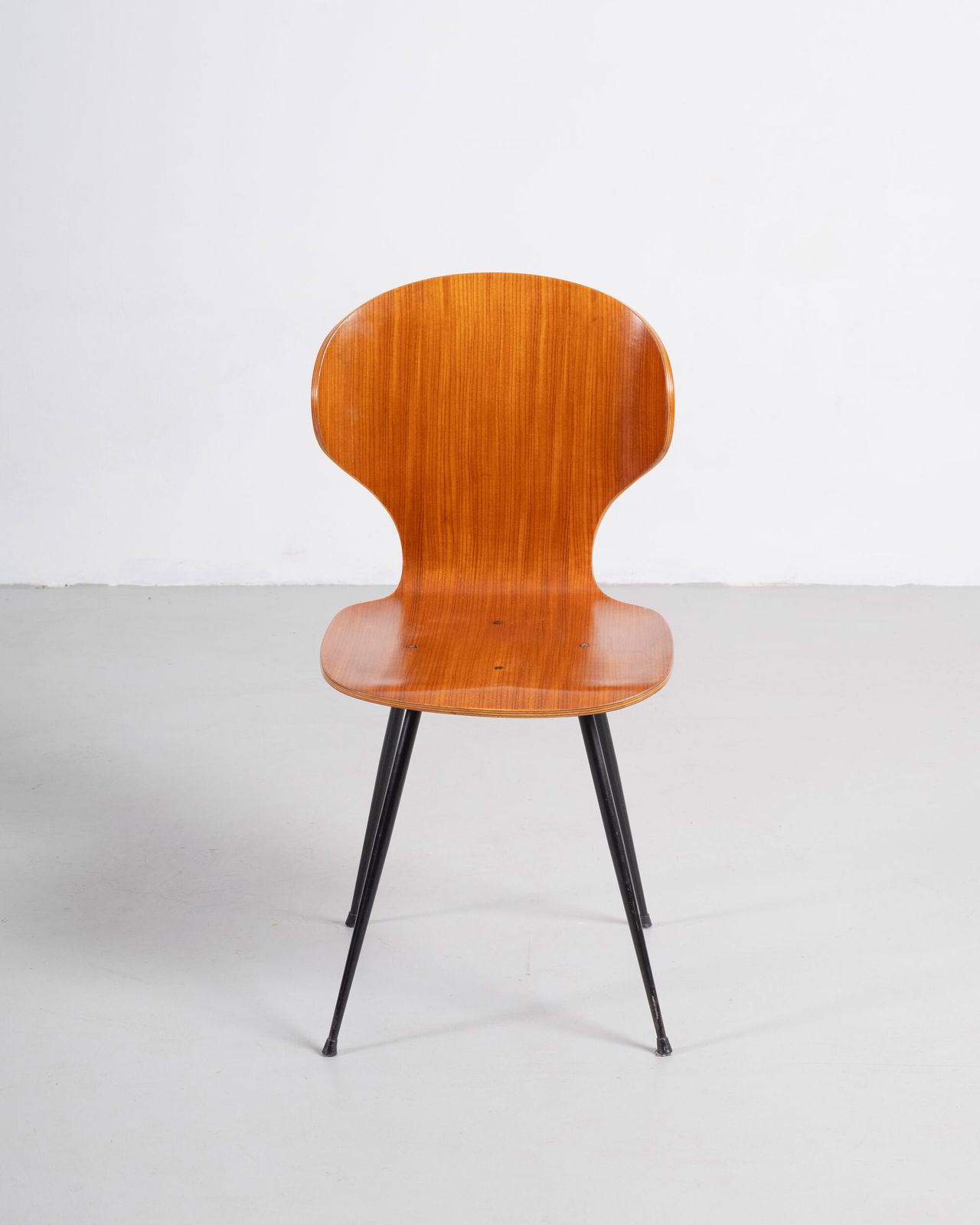 Carlo Ratti Set Of Four Lulli Dining Chairs In Steel And Wood By Ilc Lissone 1950s photo for sale