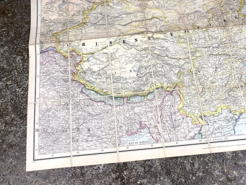 photo vintage Antique Stanford's Map Of China & Japan 1900