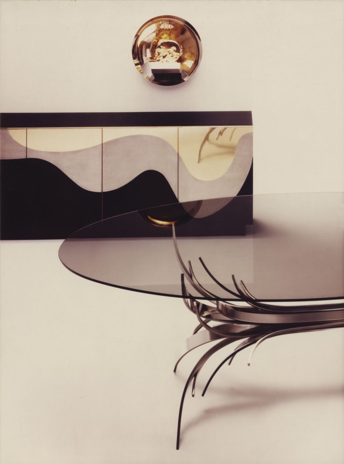 photo vinterior Maria Pergay Gerbe Dining Table   Rare Horizontal Variation, Stainless Steel, France C.1970