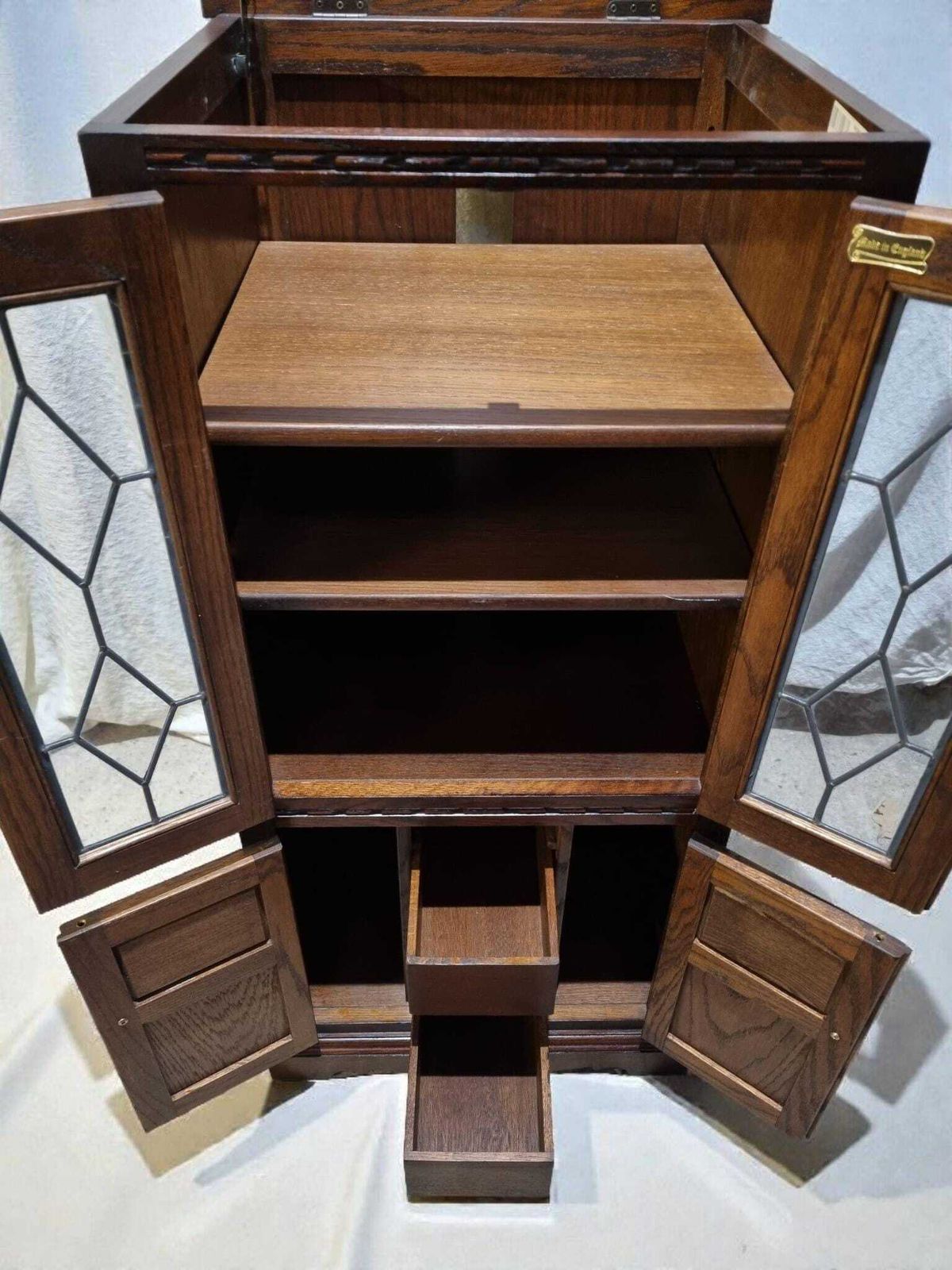 photo furniture Vintage Old Charm Wood Bros Hi Fi Cabinet / C.1970 / Tudor Brown