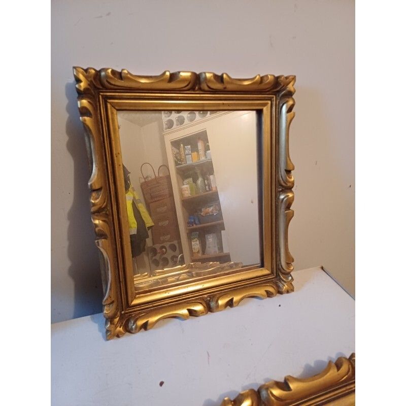 Set Of 6 Wooden And Gold Tone Mirrors photo for sale