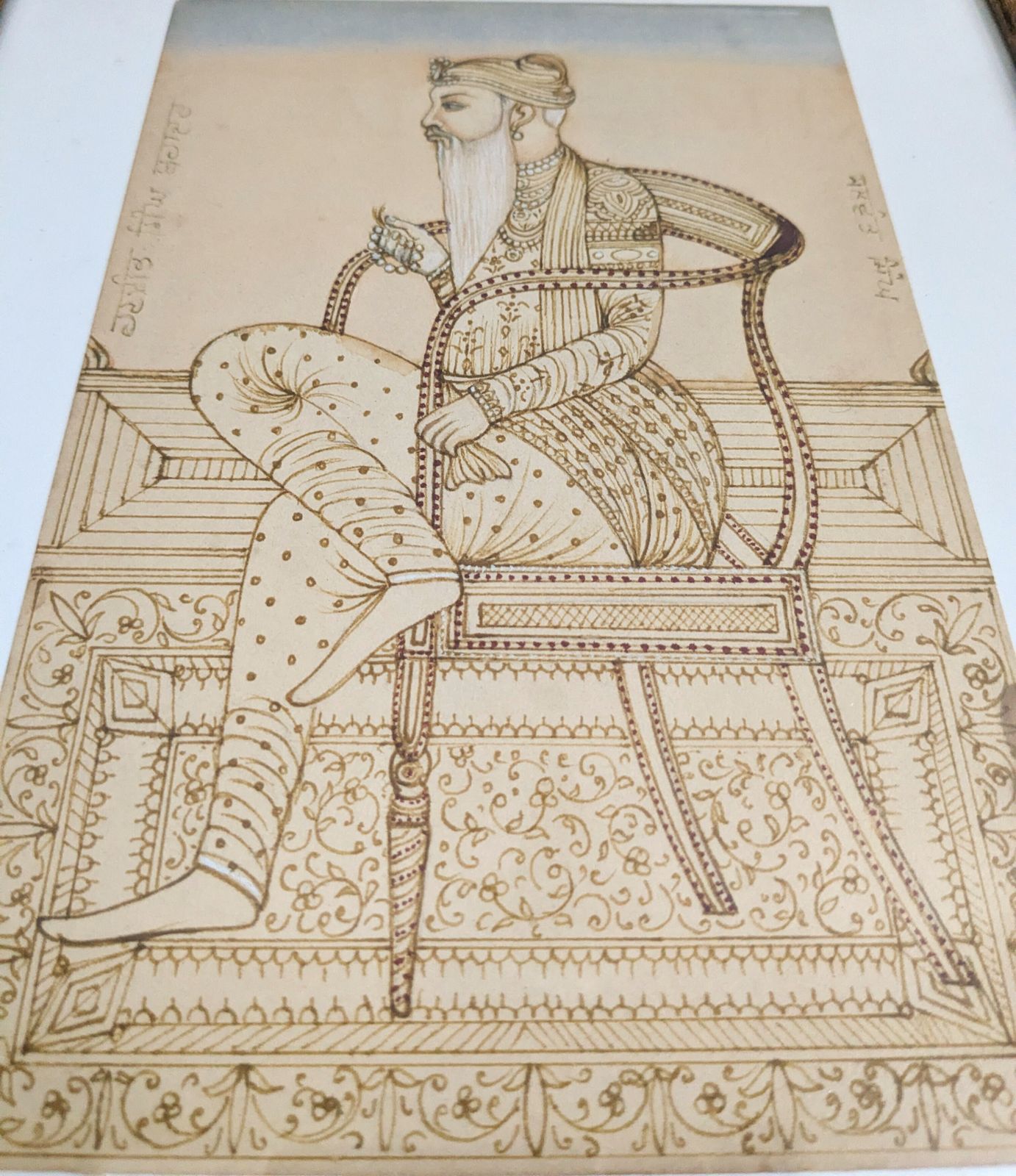 Antique Framed Portrait Painting Of Maharaja Ranjit Singh photo for sale