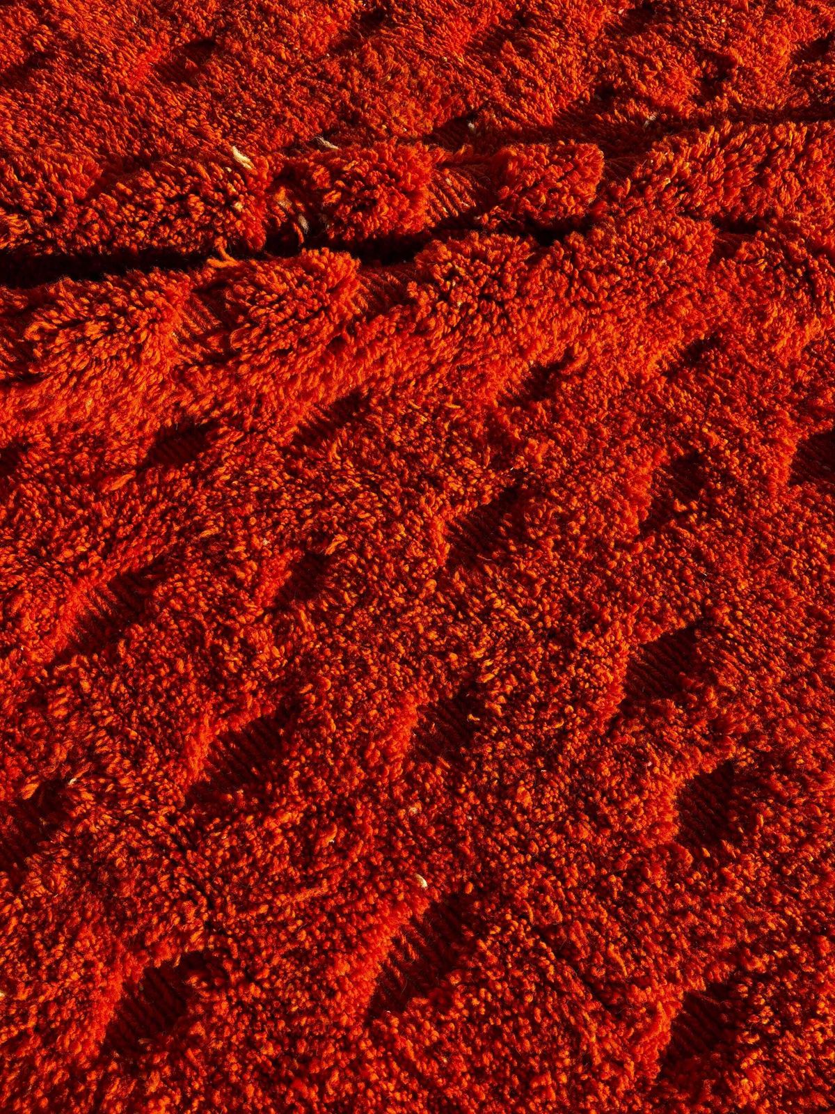 Handmade Moroccan Mrirt Rug – Burnt Orange Wool Rug 210x300 Cm – Modern Textured Carpet – Bold Abstract Design – Large Living Room Area Rug photo 1230.0