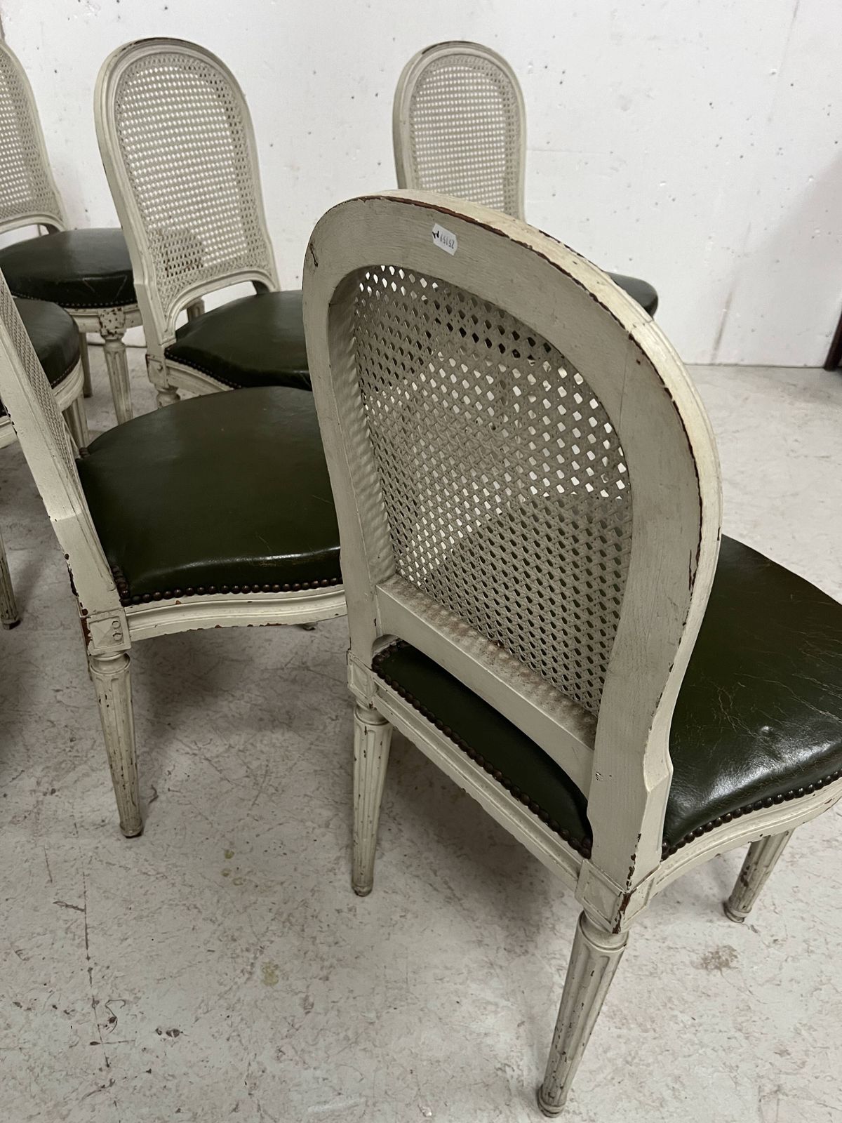 1544.025 Set Of Seven Louis XVI Style Chairs In Patinated Beech, 20th Century. photo