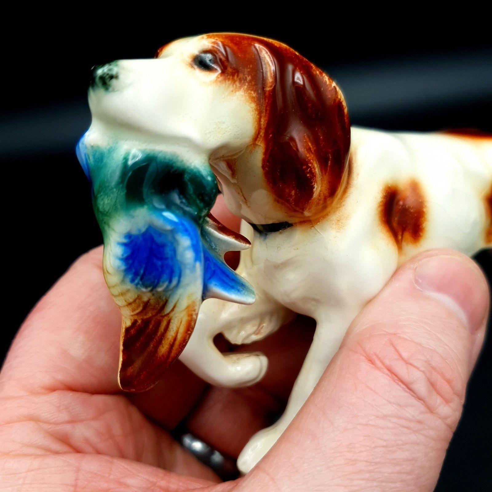 Art Hunting Dog With Pheasant W.Germany Ceramic Early Goebel? Mid Century Rare L16cm photo