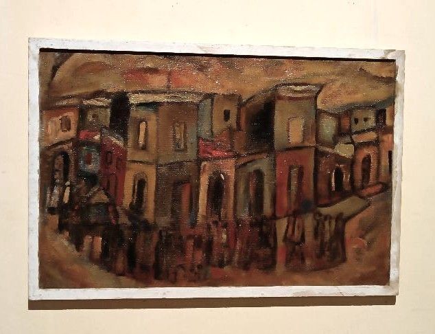 Oil On Canvas "Funerali A Syracuse" Ferruccio Ferri Exhibition Gulf Of La Spezia