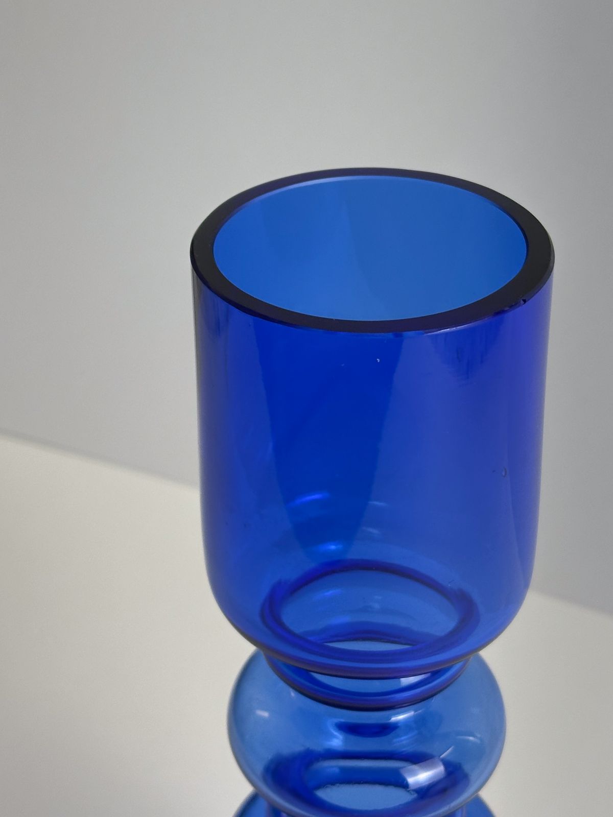 Cobalt Blue Hooped Glass Vase, Scandinavian Style, Romania, 1970s photo furniture