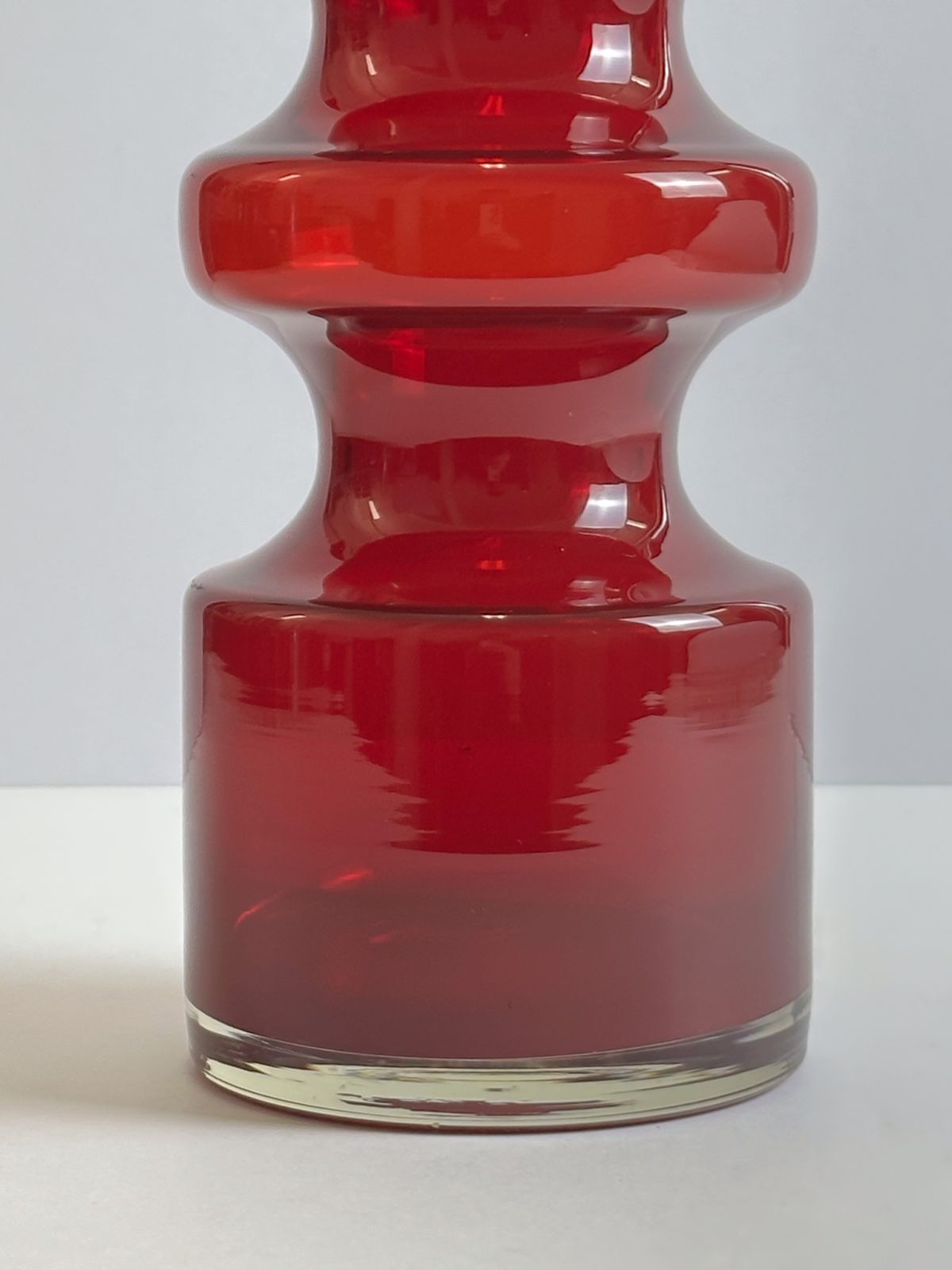 1960s Swedish Red Glass Vase By Per Olof Ström For Alsterfors photo vintage