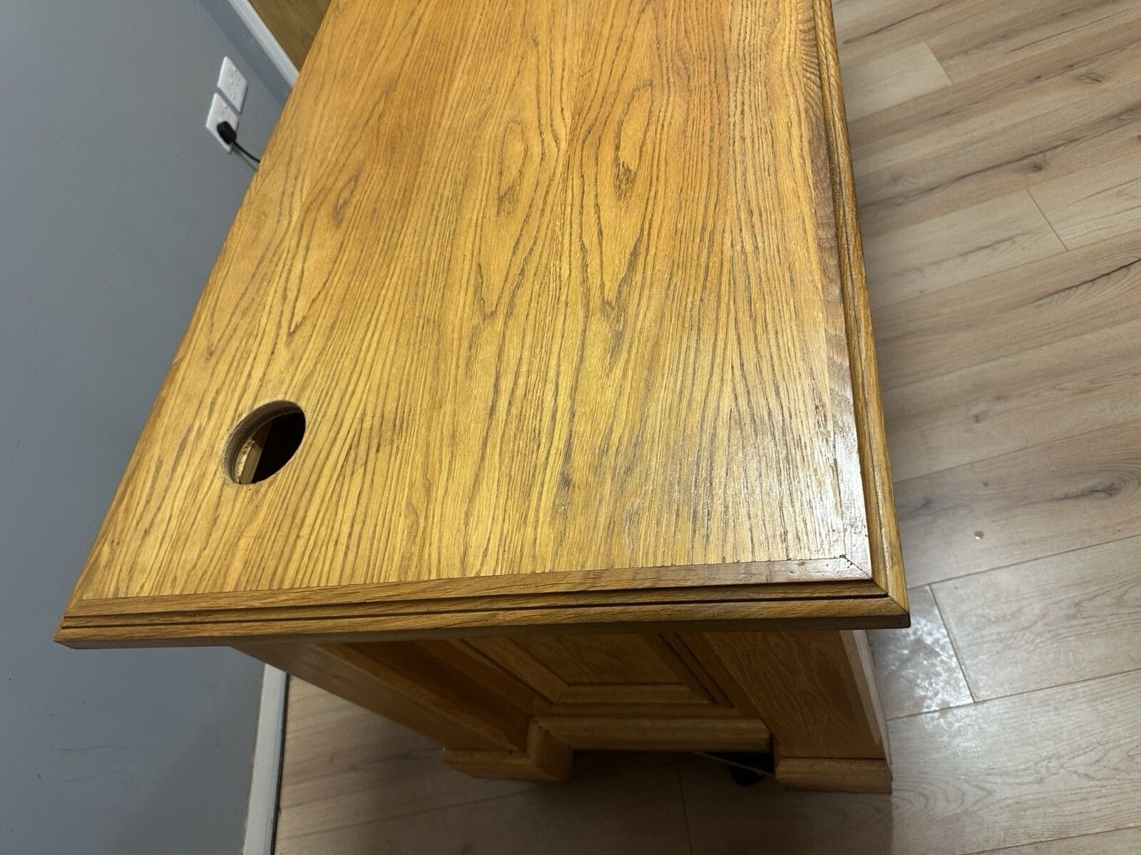 Impressive Straight Oak Executive Pedestal Captains Bankers Partners Desk #40 photo vintage