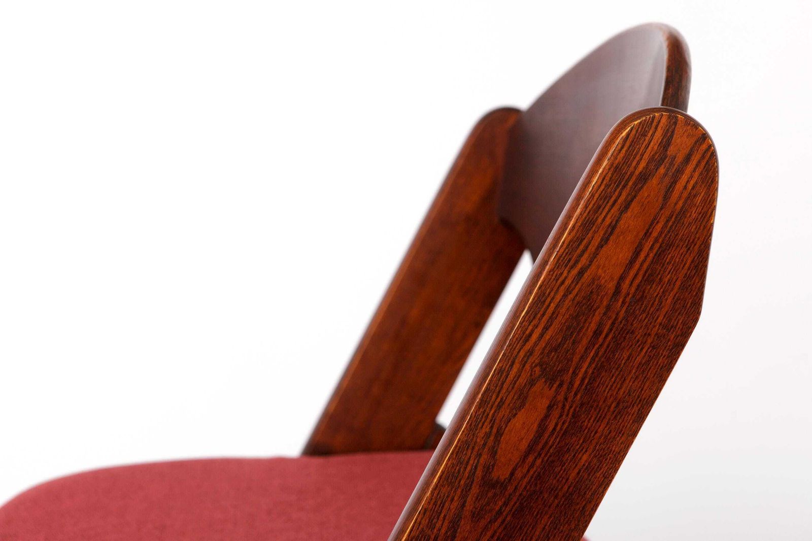 1 Of 2 Vintage Italian Chair, 1980s, Dark Beechwood, Burgundy Upholstery photo vinterior