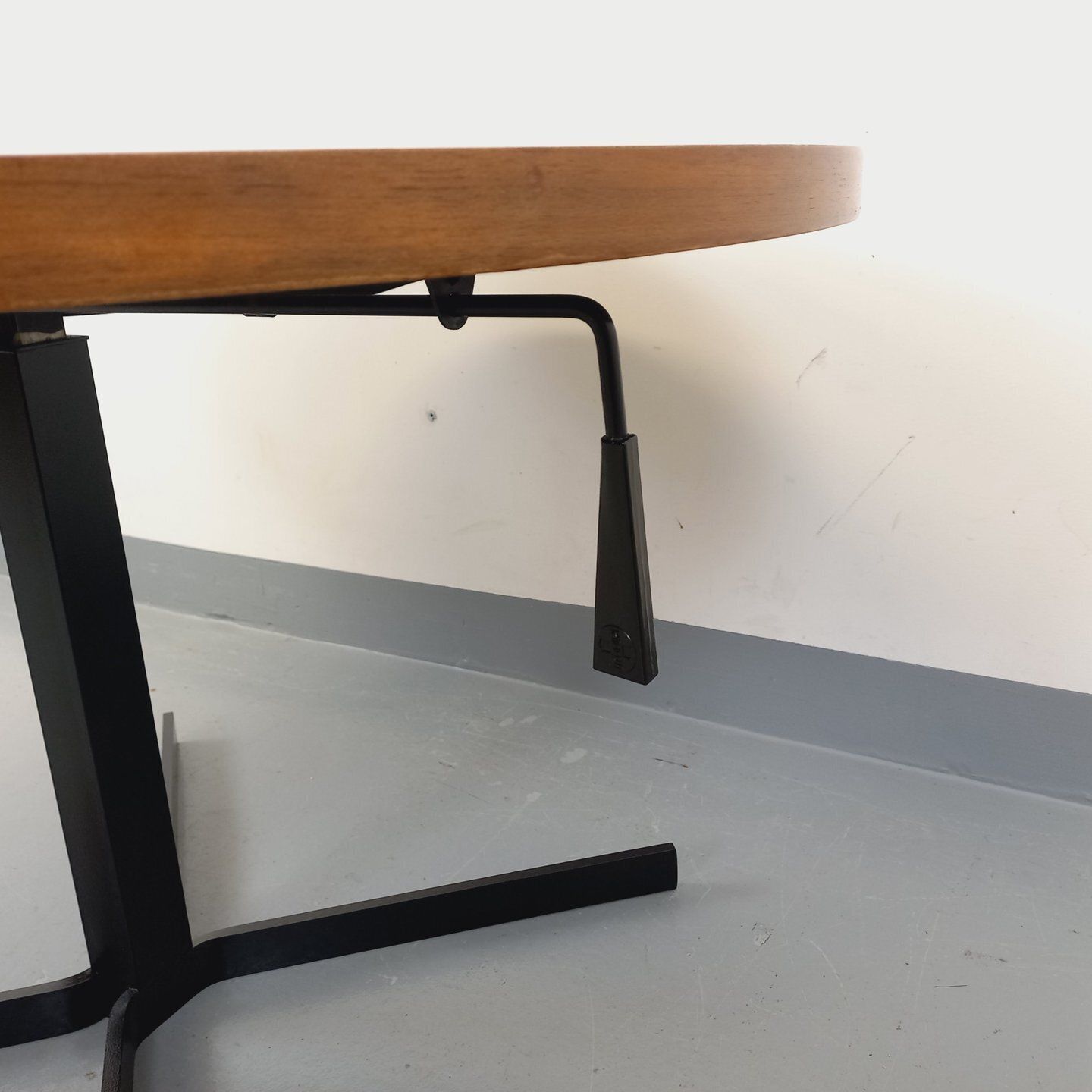 photo for sale Scandinavian Round "Raise And Lower" Coffee Table In Teak And Metal